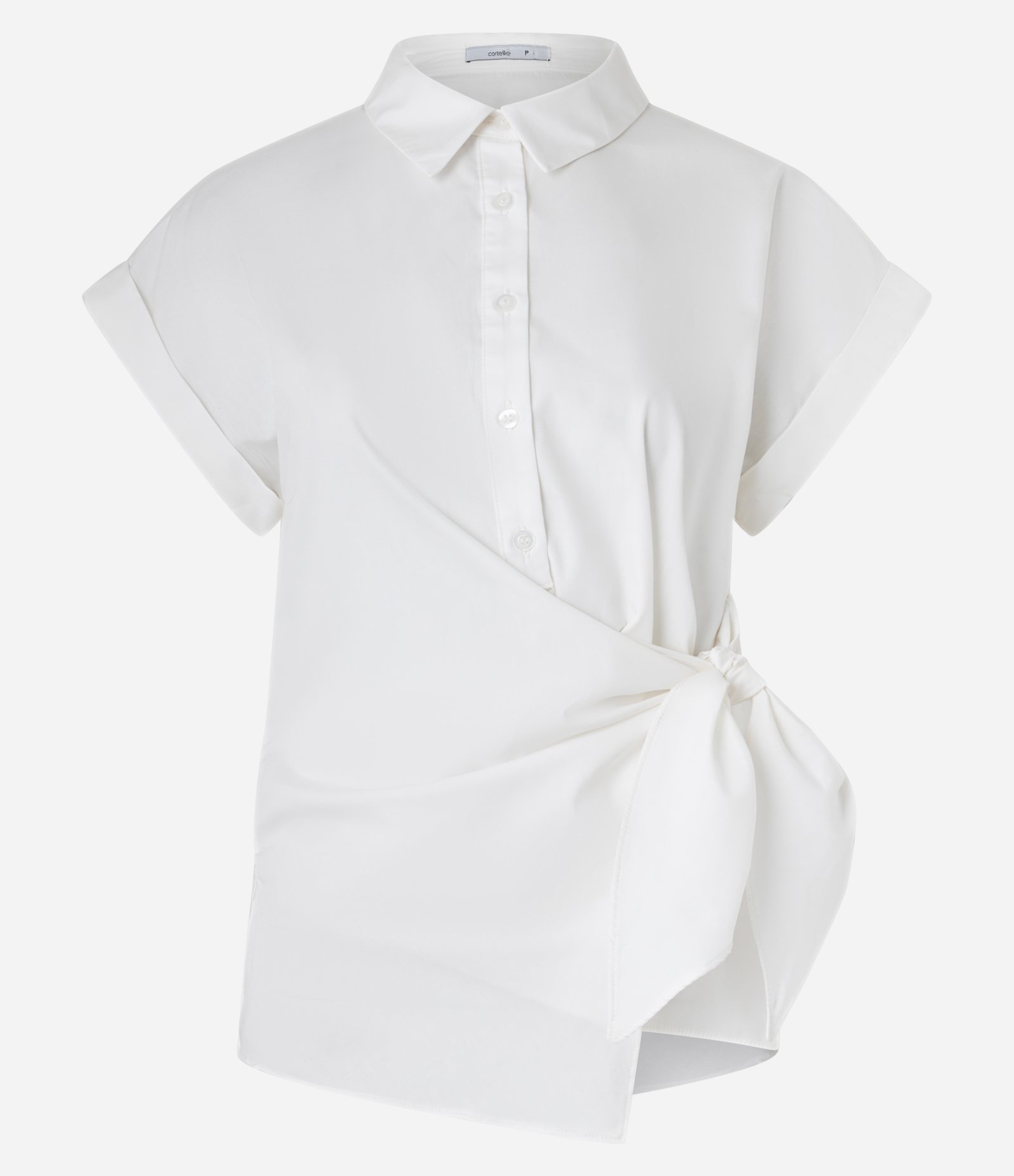 Camisa em Tricoline com Laço para Amarração Branco 5