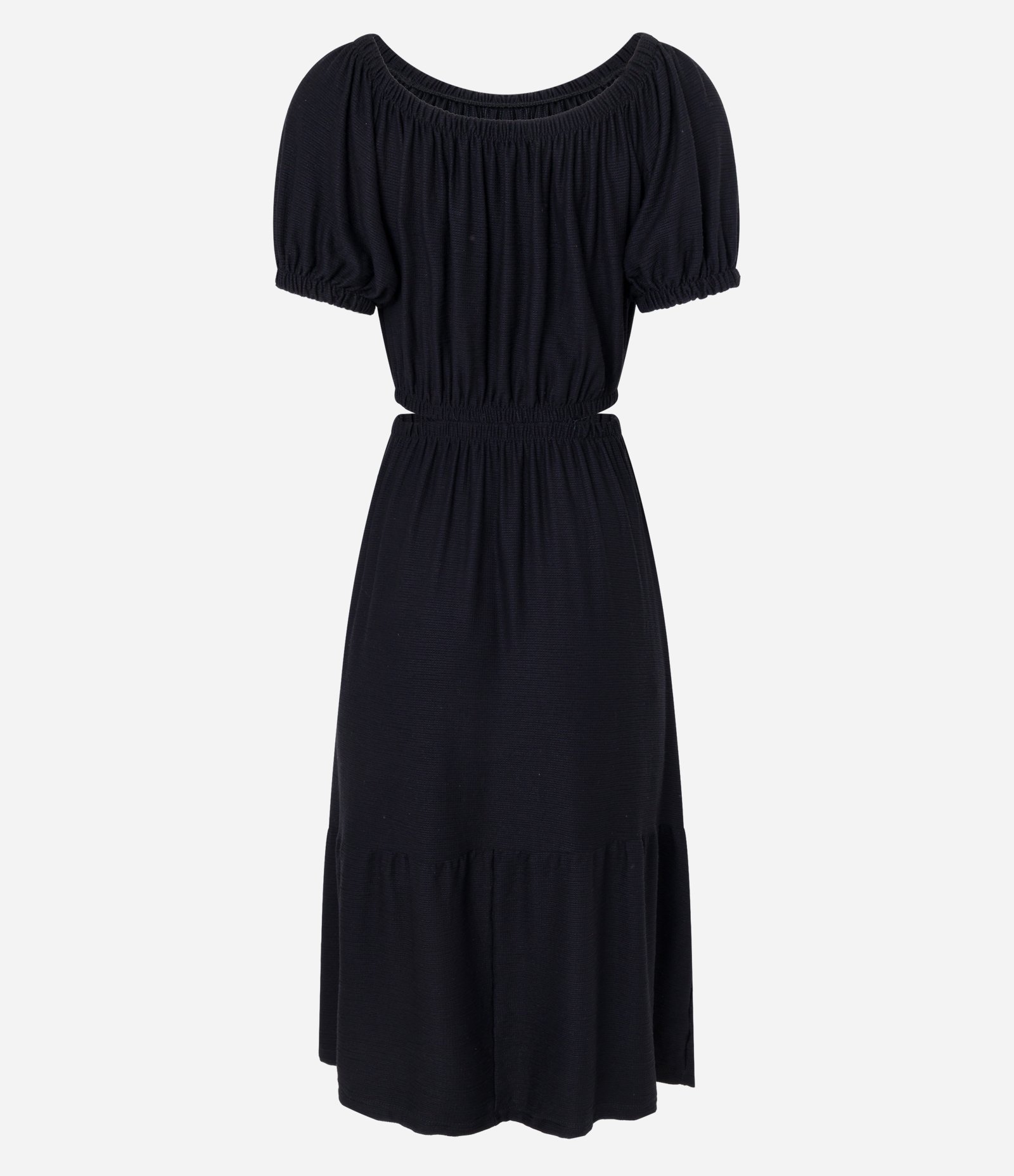 Vestido Midi Ombro a Ombro com Abertura Vazada na Lateral Preto 7