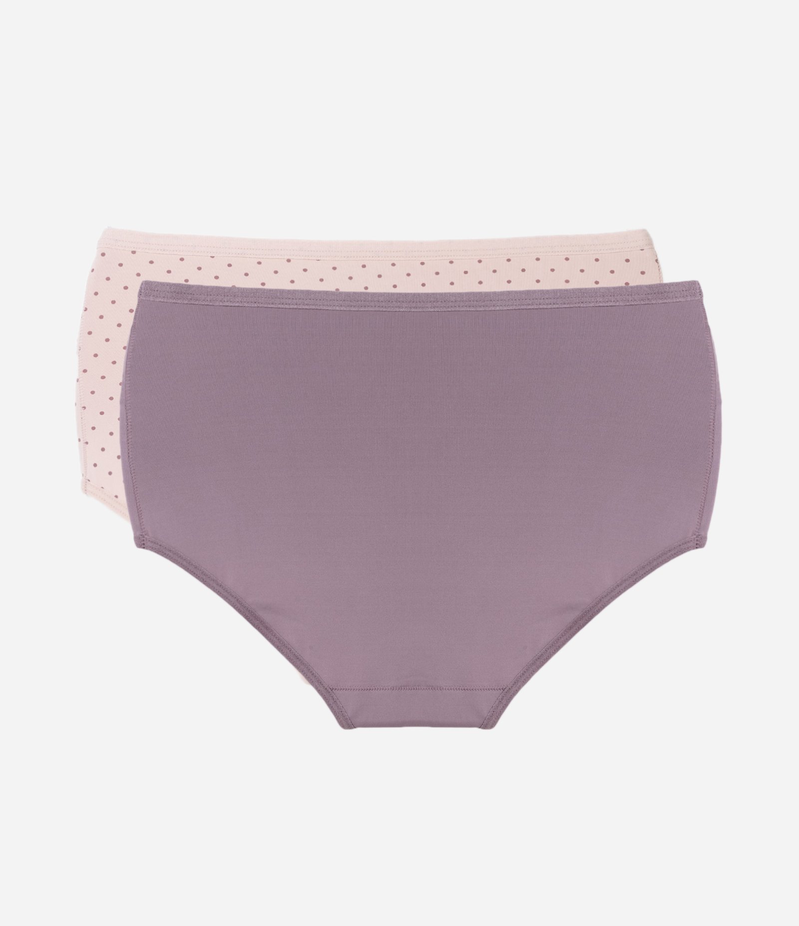Kit 02 Calcinhas Alta com Estampa Poá em Algodão DelRio Roxo/Bege 2