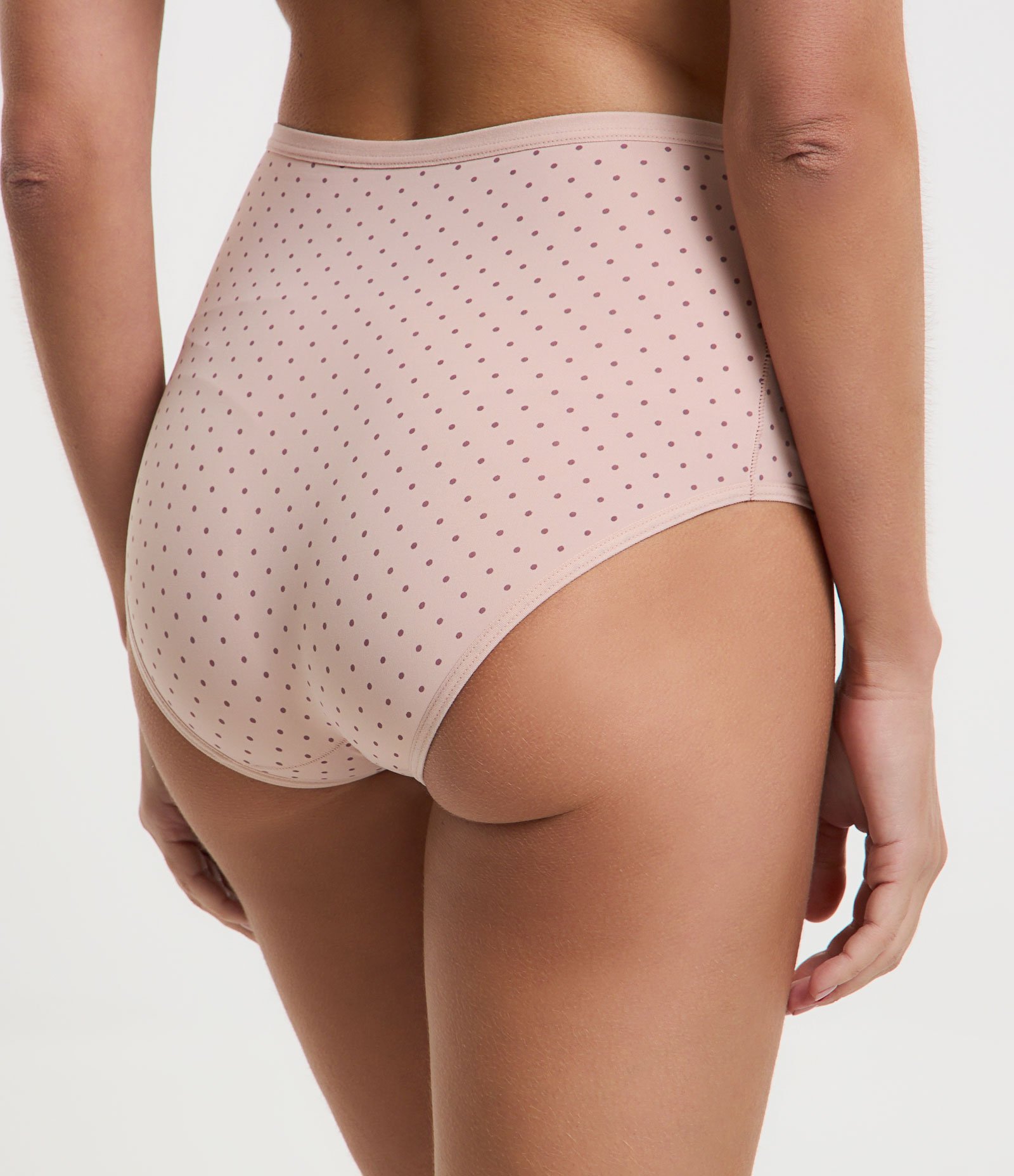 Kit 02 Calcinhas Alta com Estampa Poá em Algodão DelRio Roxo/Bege 3