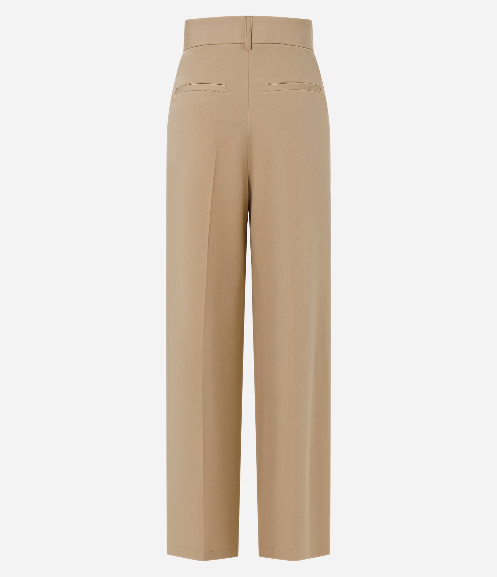 Calça Pantalona Alfaiatada com Passantes e Frisos Bege 6