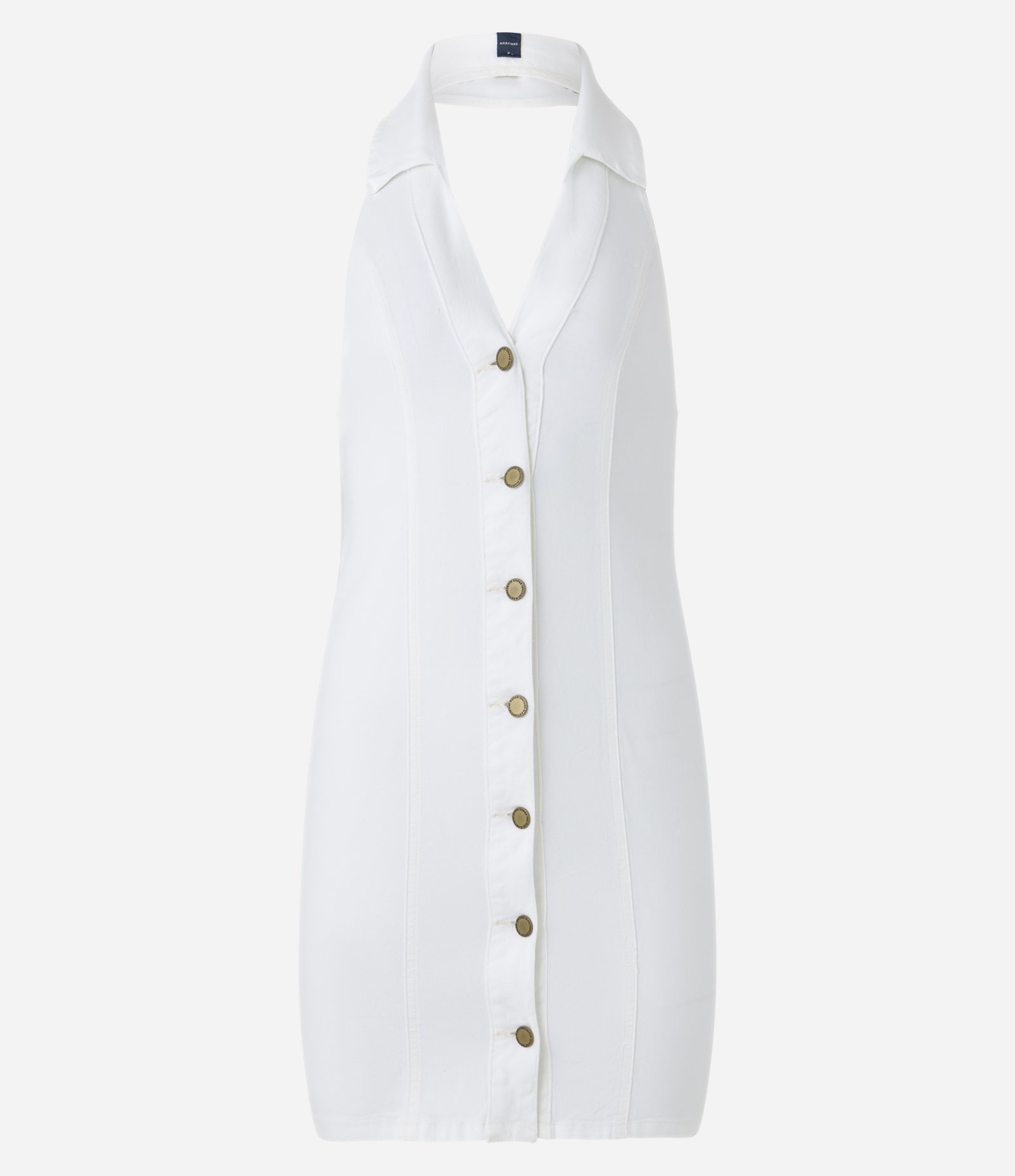 Vestido Jeans Frente Única com Abotoamento Frontal Branco 7