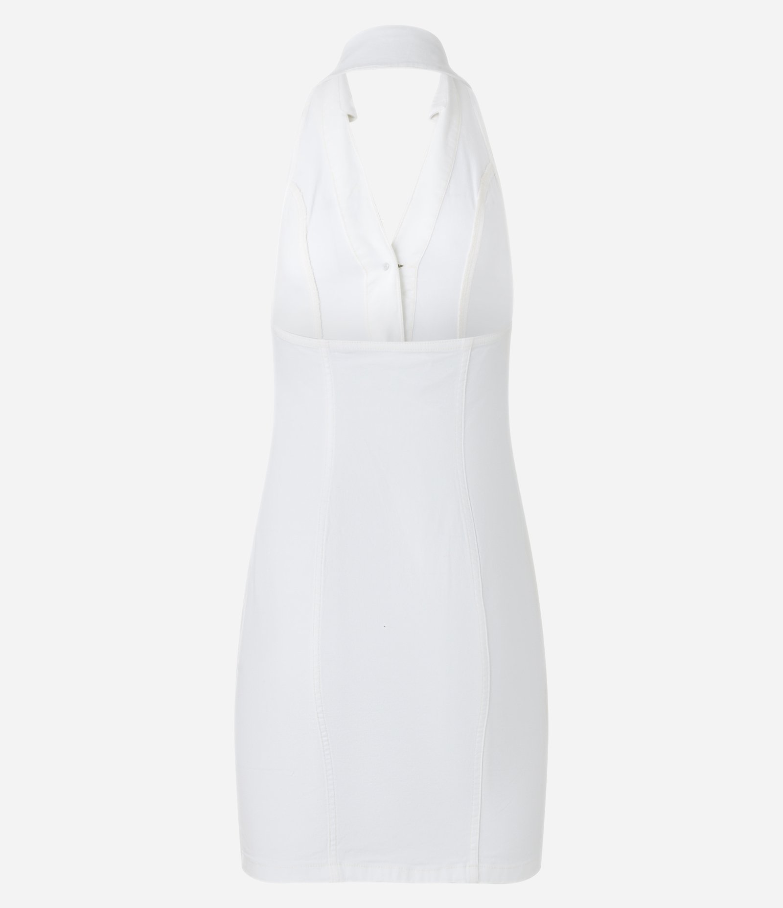 Vestido Jeans Frente Única com Abotoamento Frontal Branco 8
