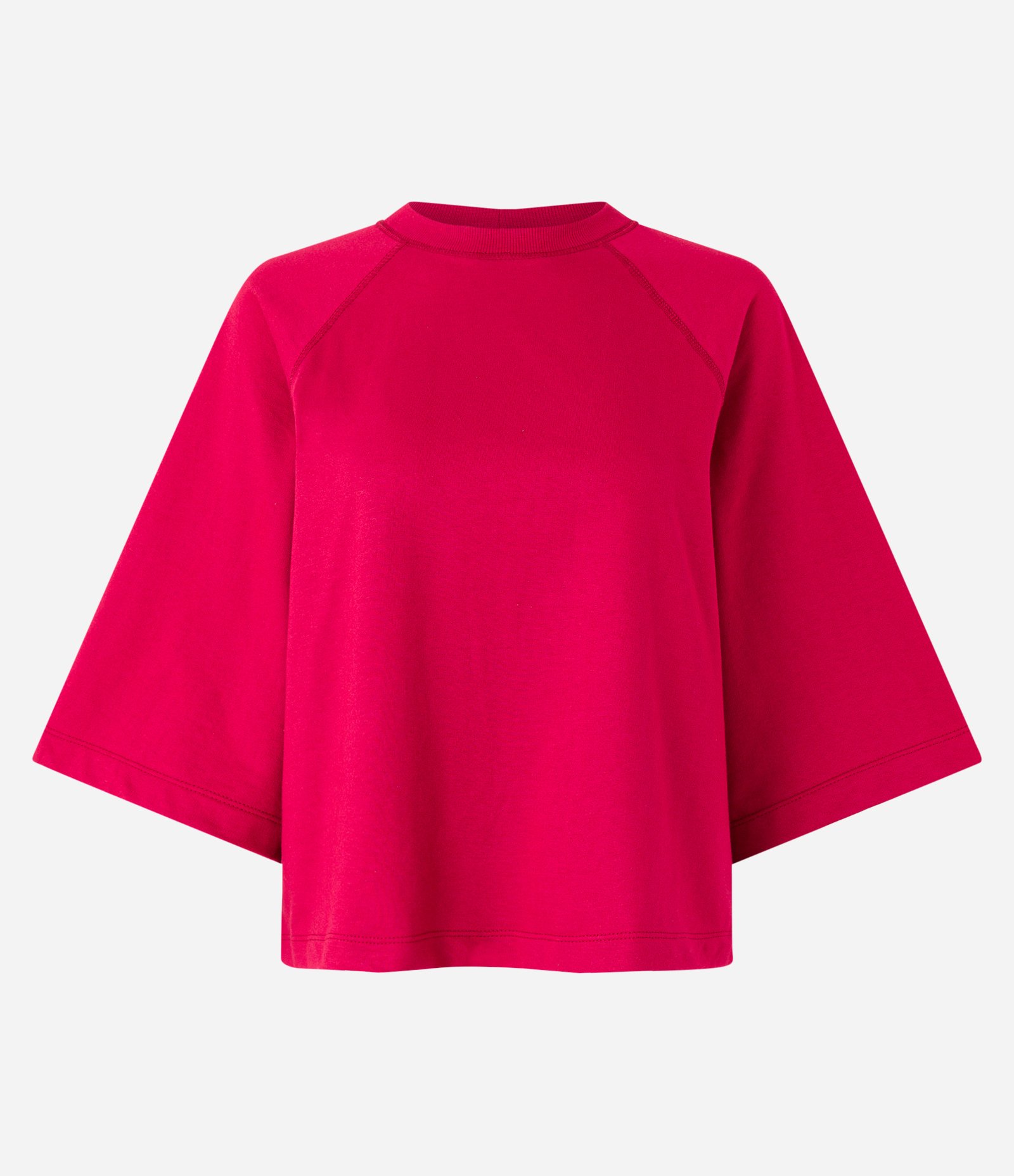 Camiseta em Moletom com Manga Amplas Vermelho 5