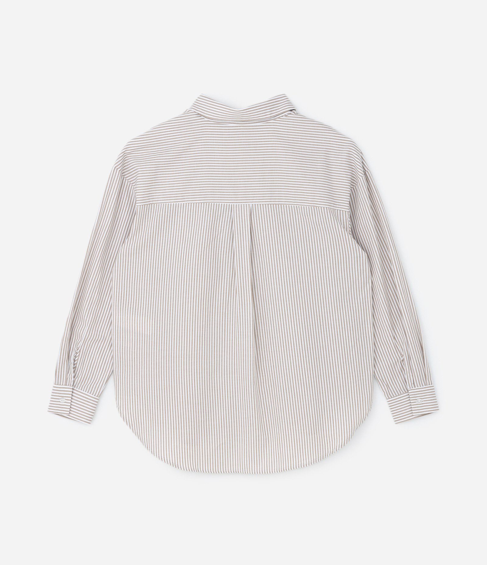 Camisa Alongada em Tricoline Listrado Curve & Plus Size Bege/Branco 6