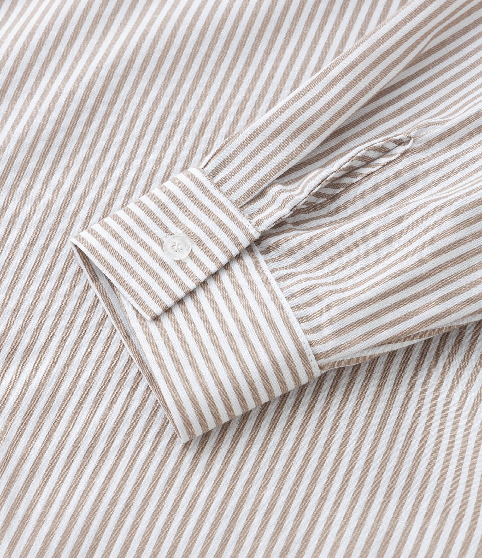 Camisa Alongada em Tricoline Listrado Curve & Plus Size Bege/Branco 7