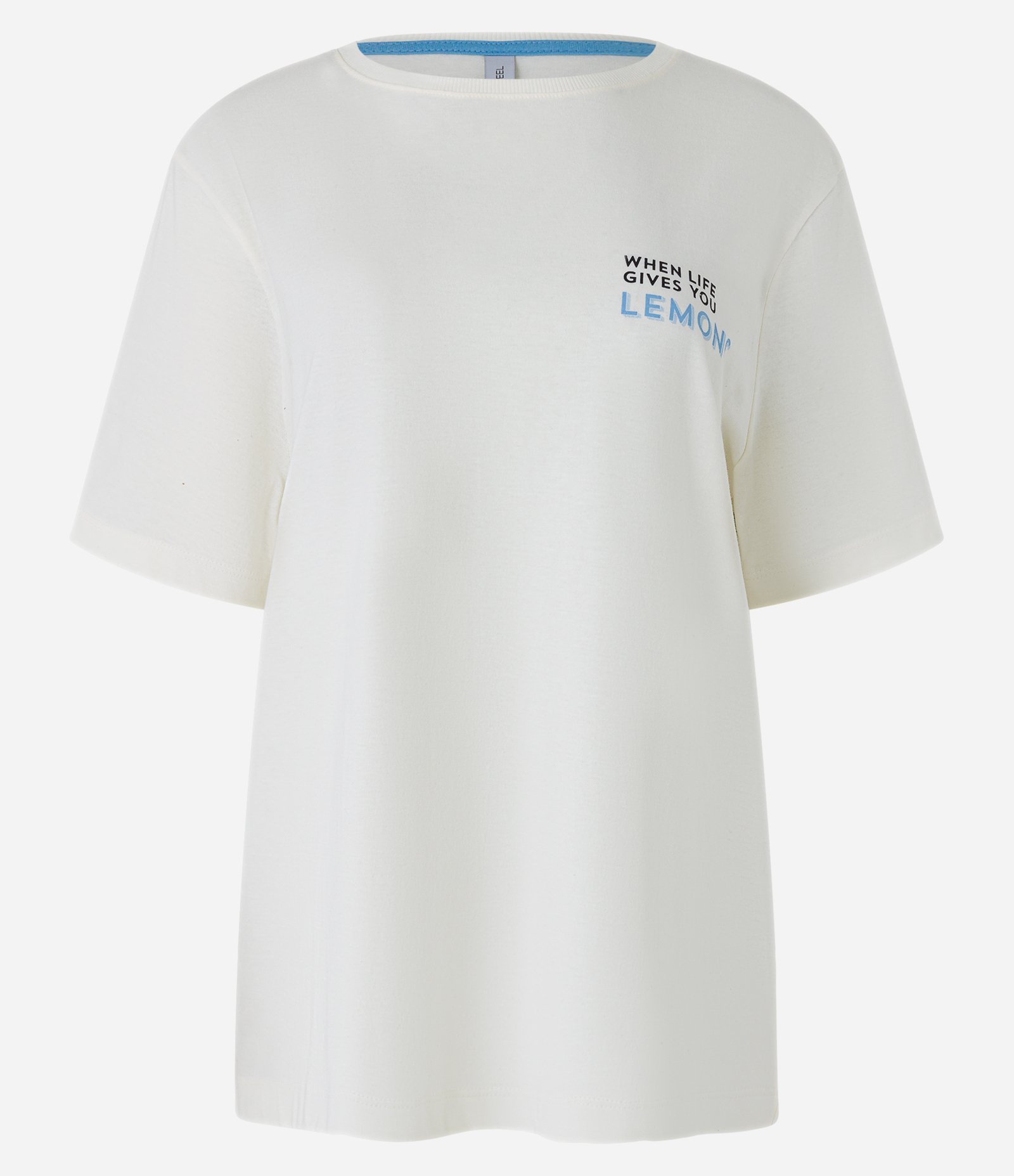 Camiseta Alongada em Algodão com Estampa Lemonade Branco 7