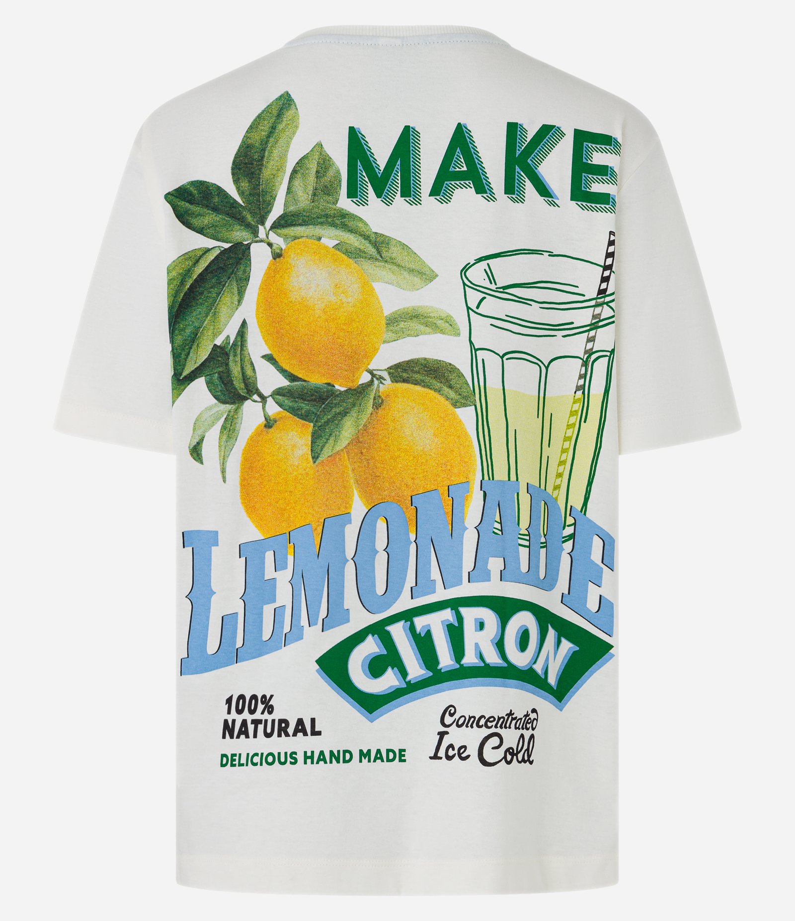 Camiseta Alongada em Algodão com Estampa Lemonade Branco 8