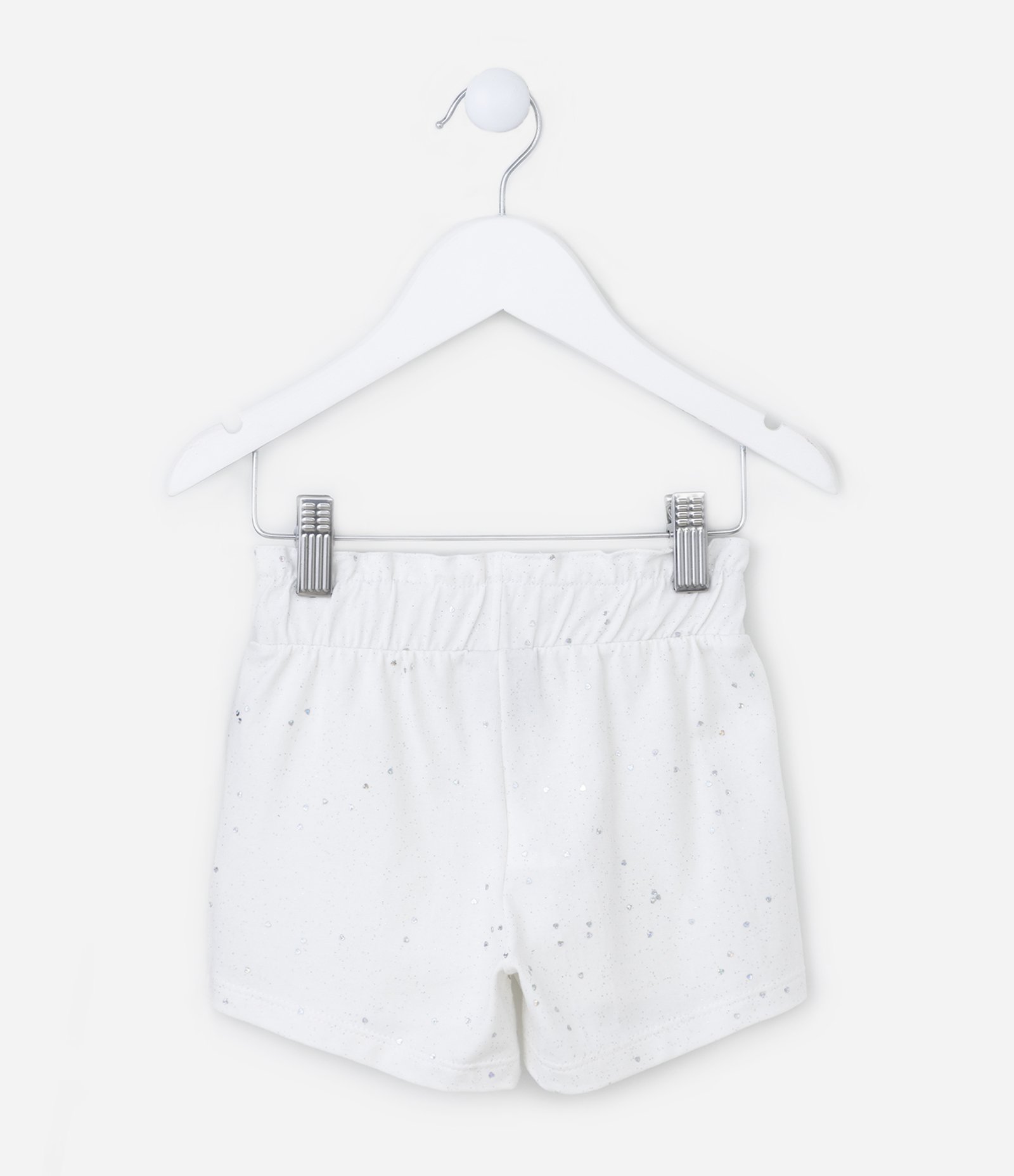 Short Clochard Infantil em Algodão com Brilhinhos - Tam 1 a 5 anos Branco Neve 2