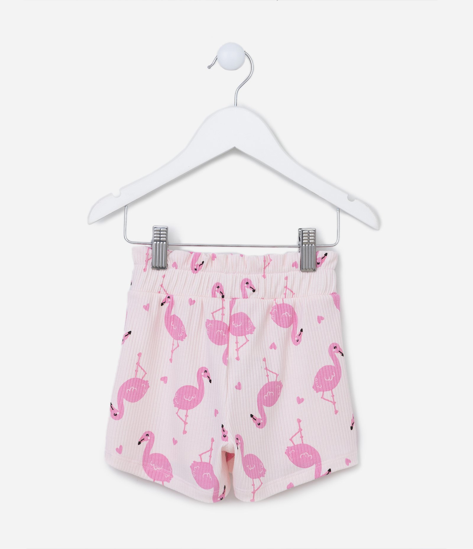 Short Infantil Canelado com Estampa Flamingos - Tam 1 a 5 Anos Rosa 2
