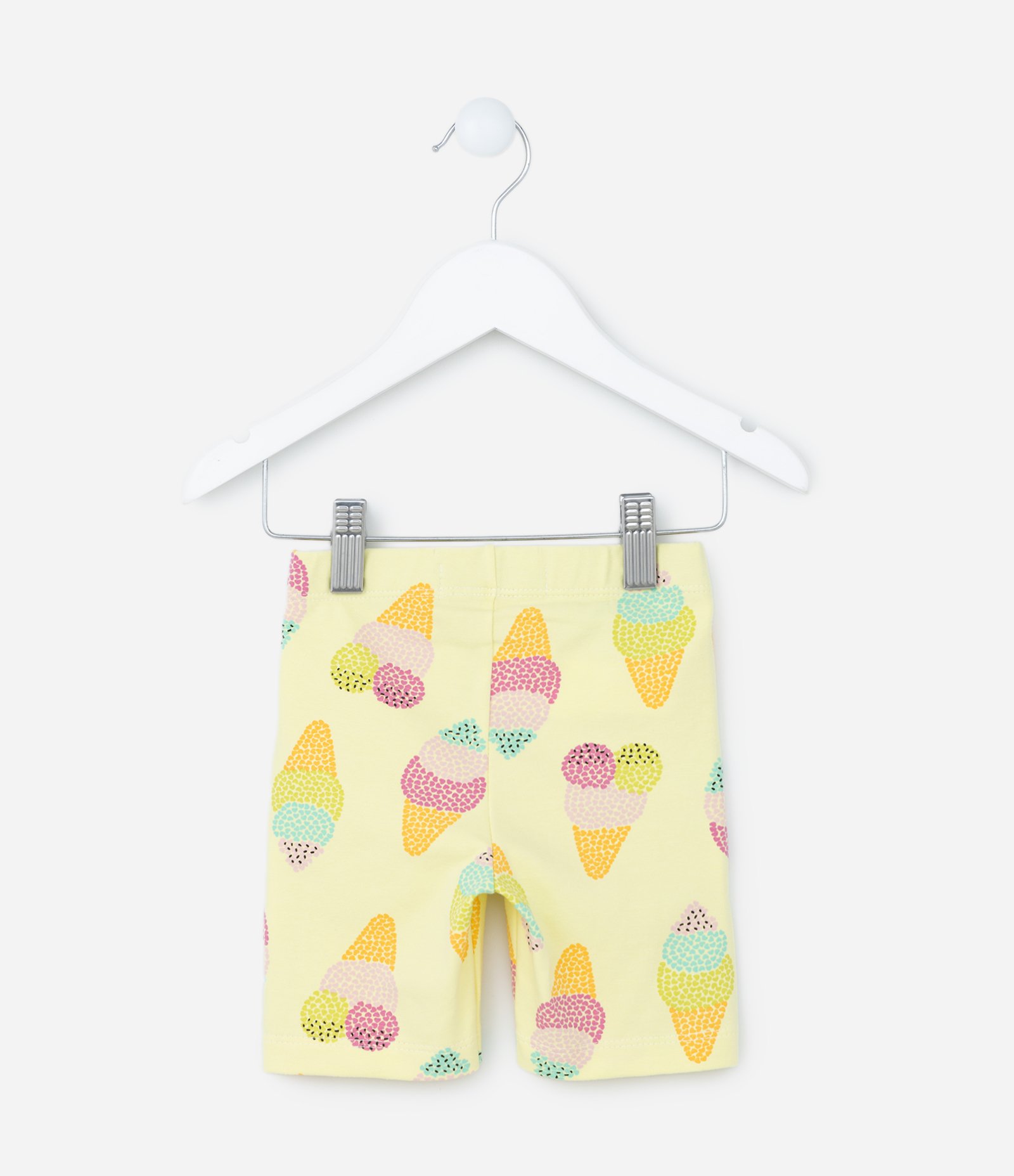Bermuda Ciclista Infantil em Algodão com Estampa de Sorvete - Tam 1 a 5 Anos Amarelo 2