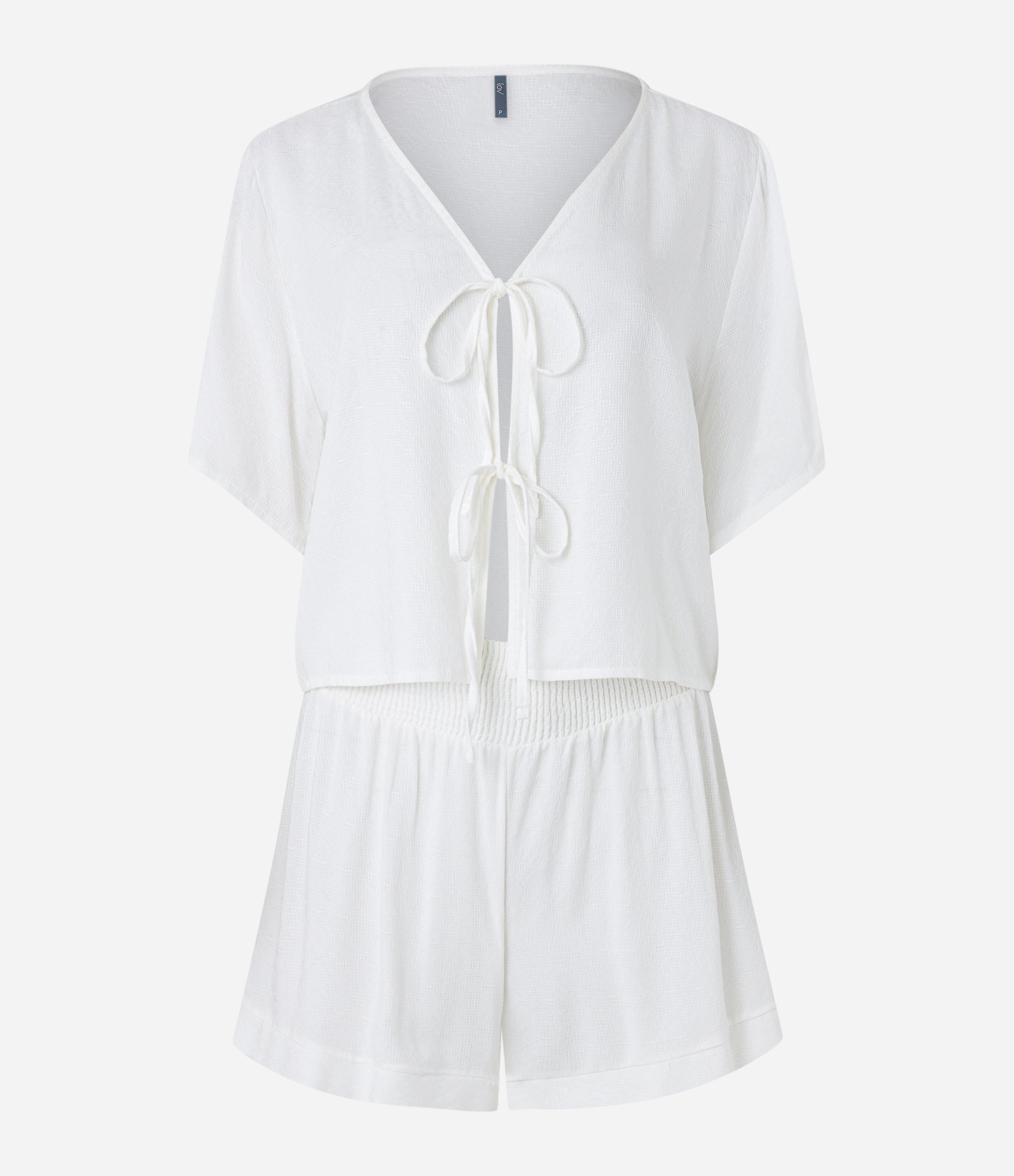 Pijama Short Doll em Viscose com Amarração Branco Neve 5