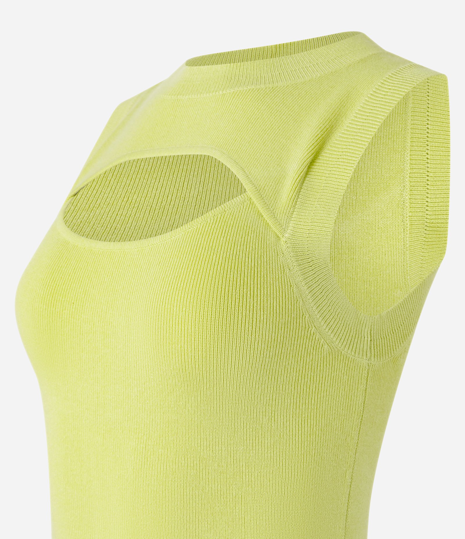 Blusa Sem Manga em Tricô com Recorte Vazado Verde 6