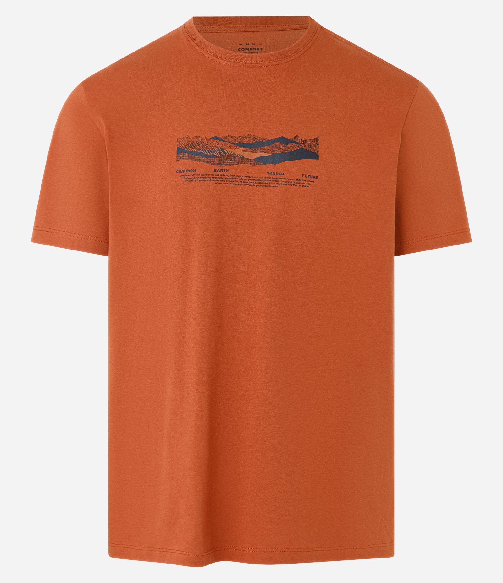 Camiseta Comfort em Algodão Peruano com Estampa de Montanha Laranja 4