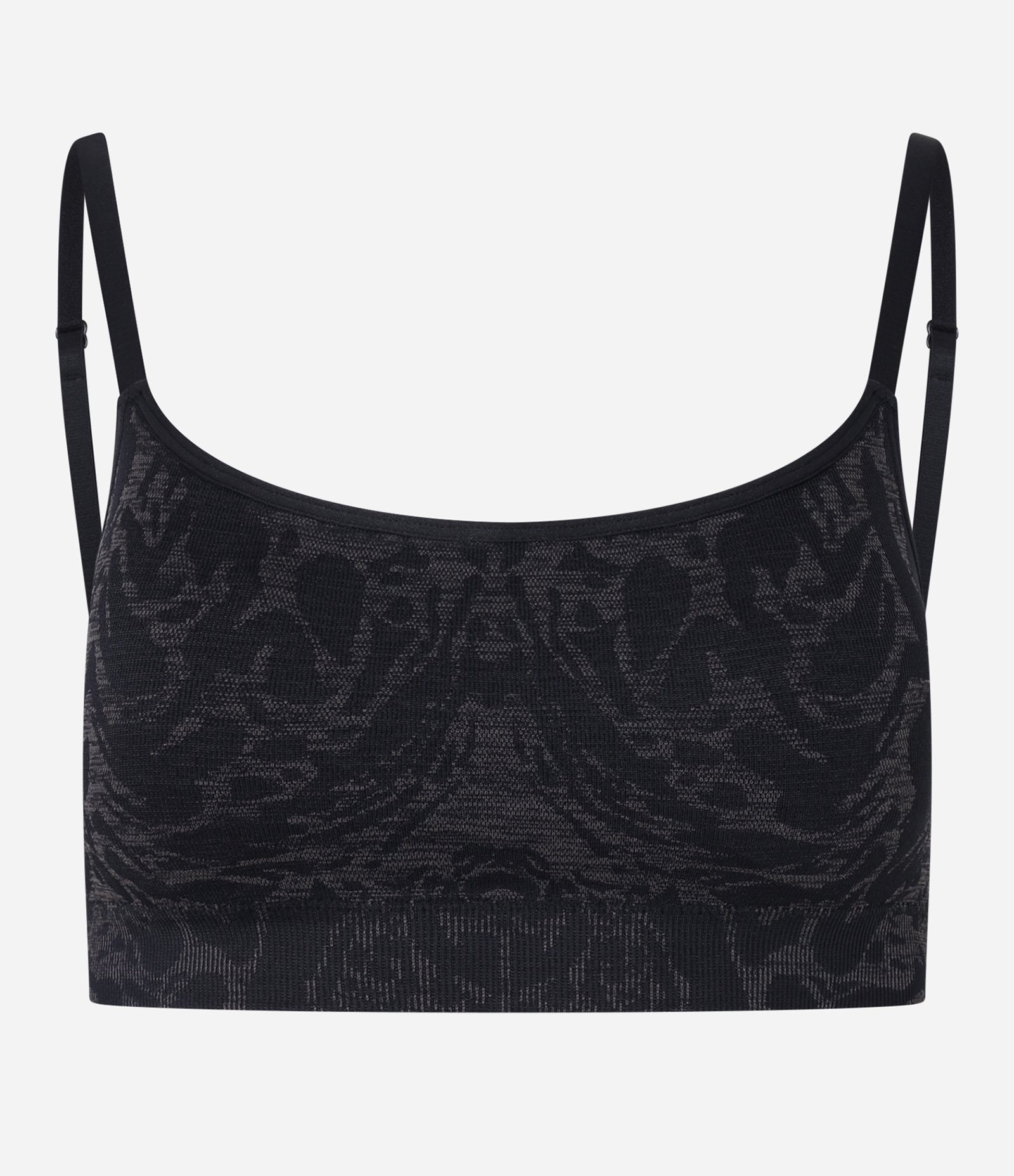 Top Esportivo Seamless com Bojo e Jacquard Animal Print Onça Preto 5