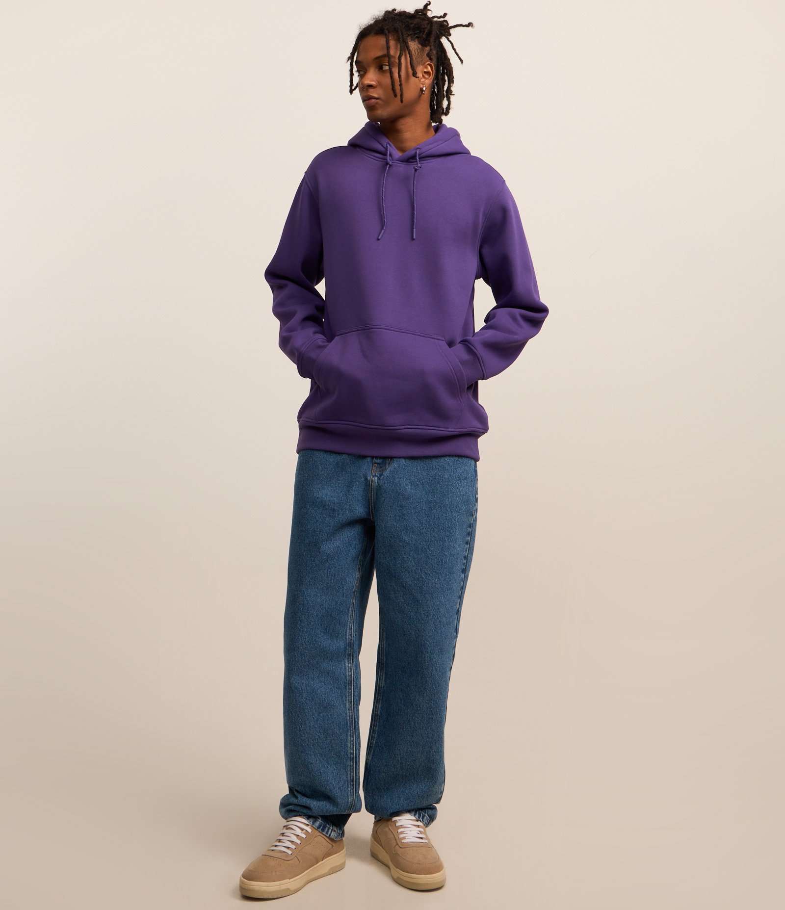 Blusão Fechado Comfort em Moletom com Capuz Roxo 2