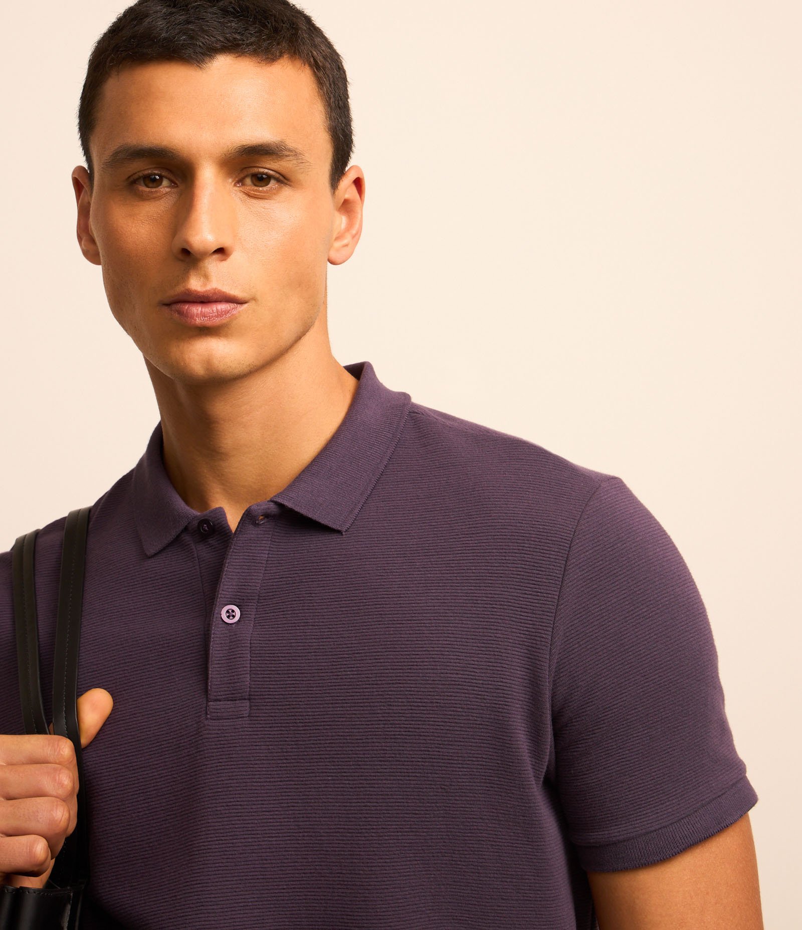 Camisa Polo em Algodão com Textura Canelada Roxo 3