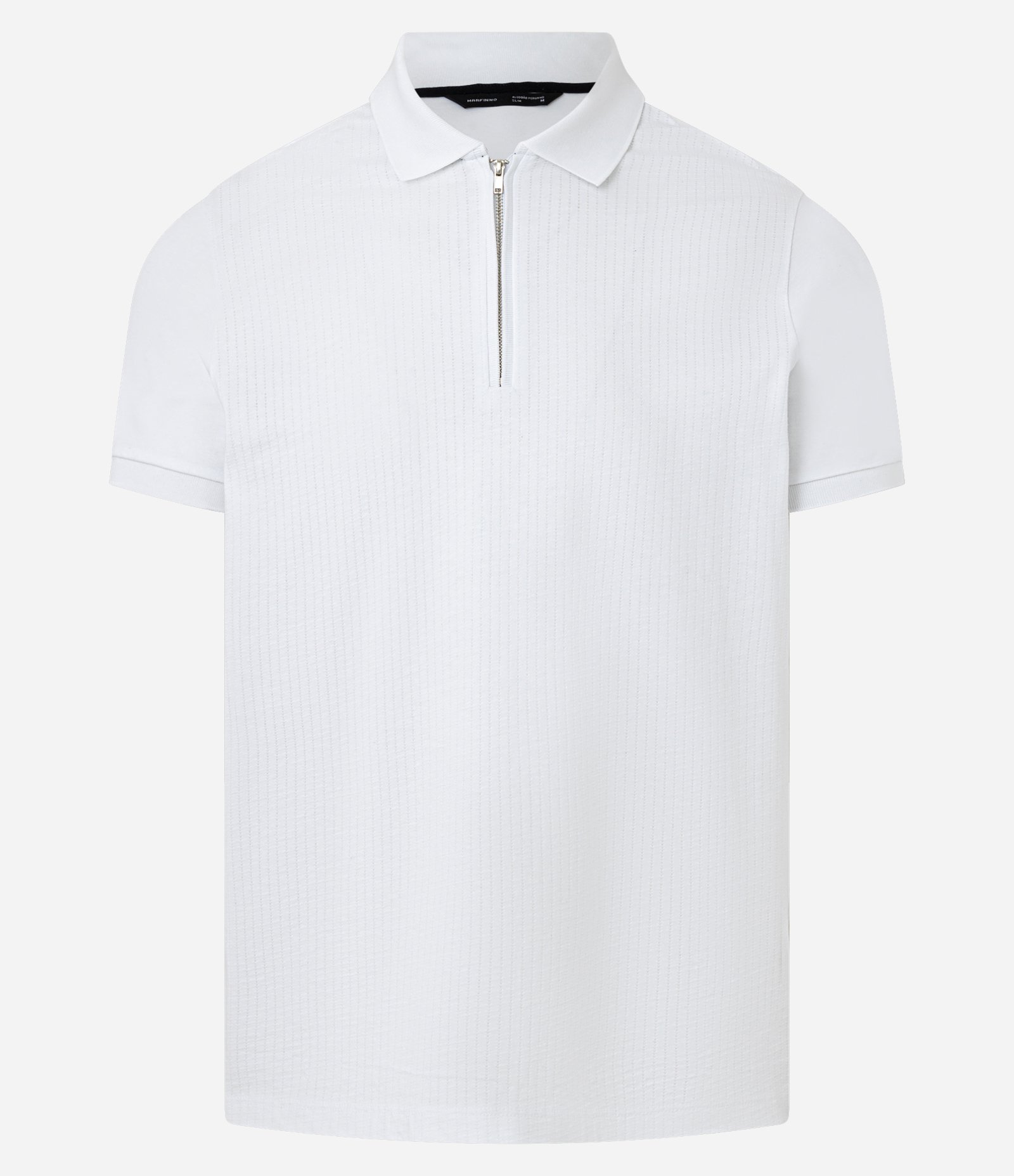Camisa Polo em Algodão Peruano com Zíper na Gola Branco 5
