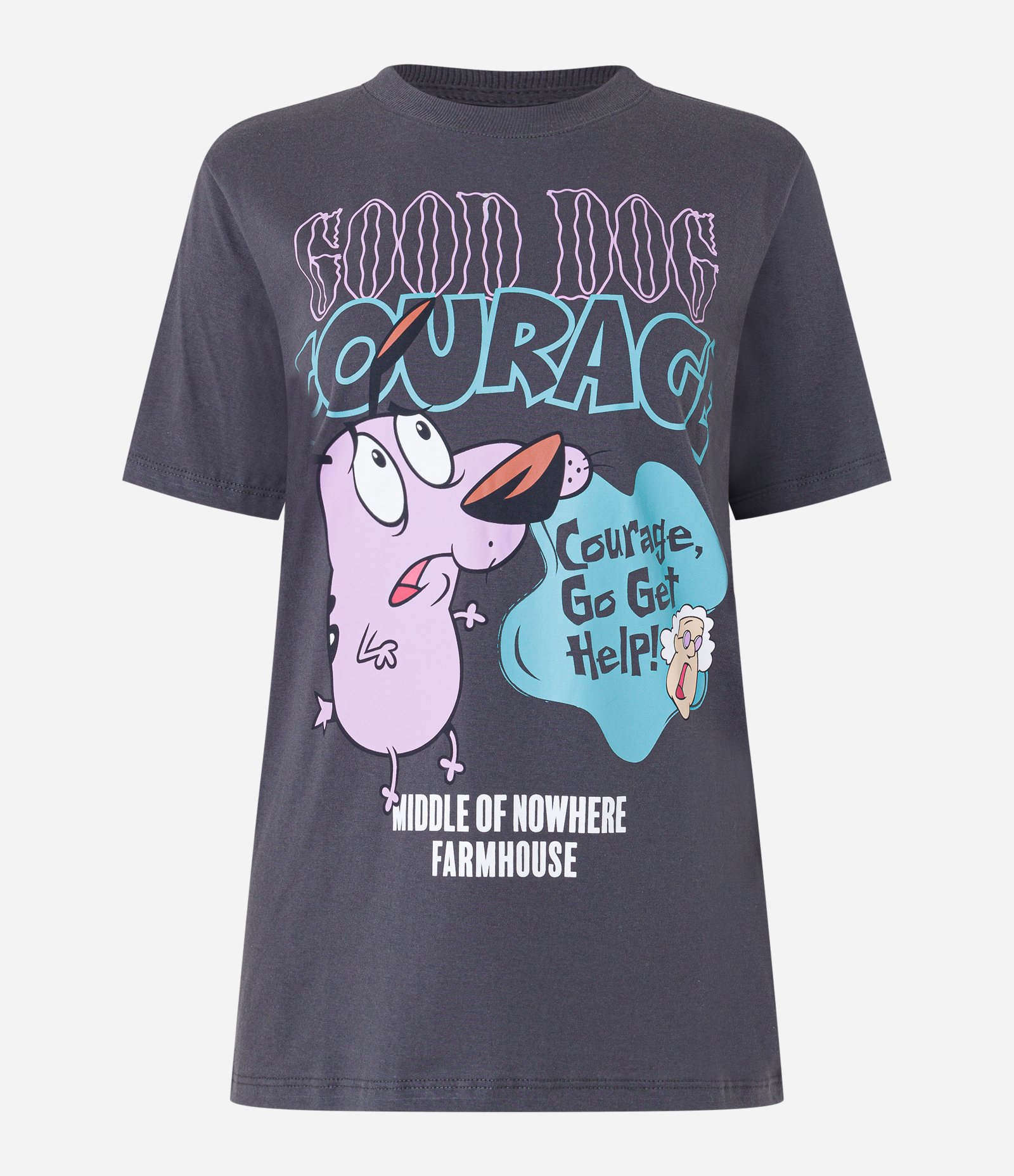 Camiseta Alongada com Coragem O Cão Covarde Estampado Cinza 4