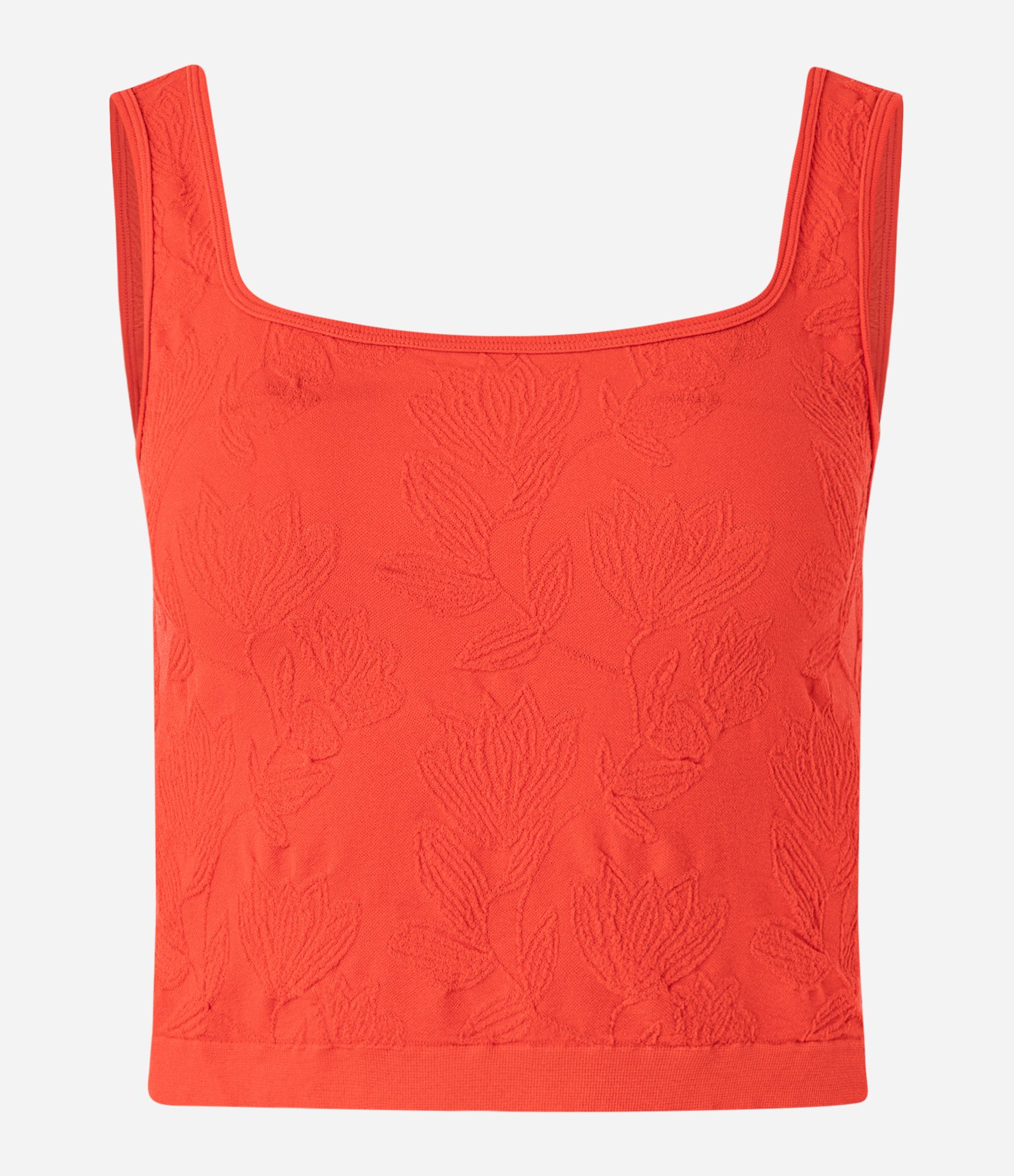 Blusa Cropped Sem Manga em Seamless com Estampa Floral em Relevo Vermelho 4