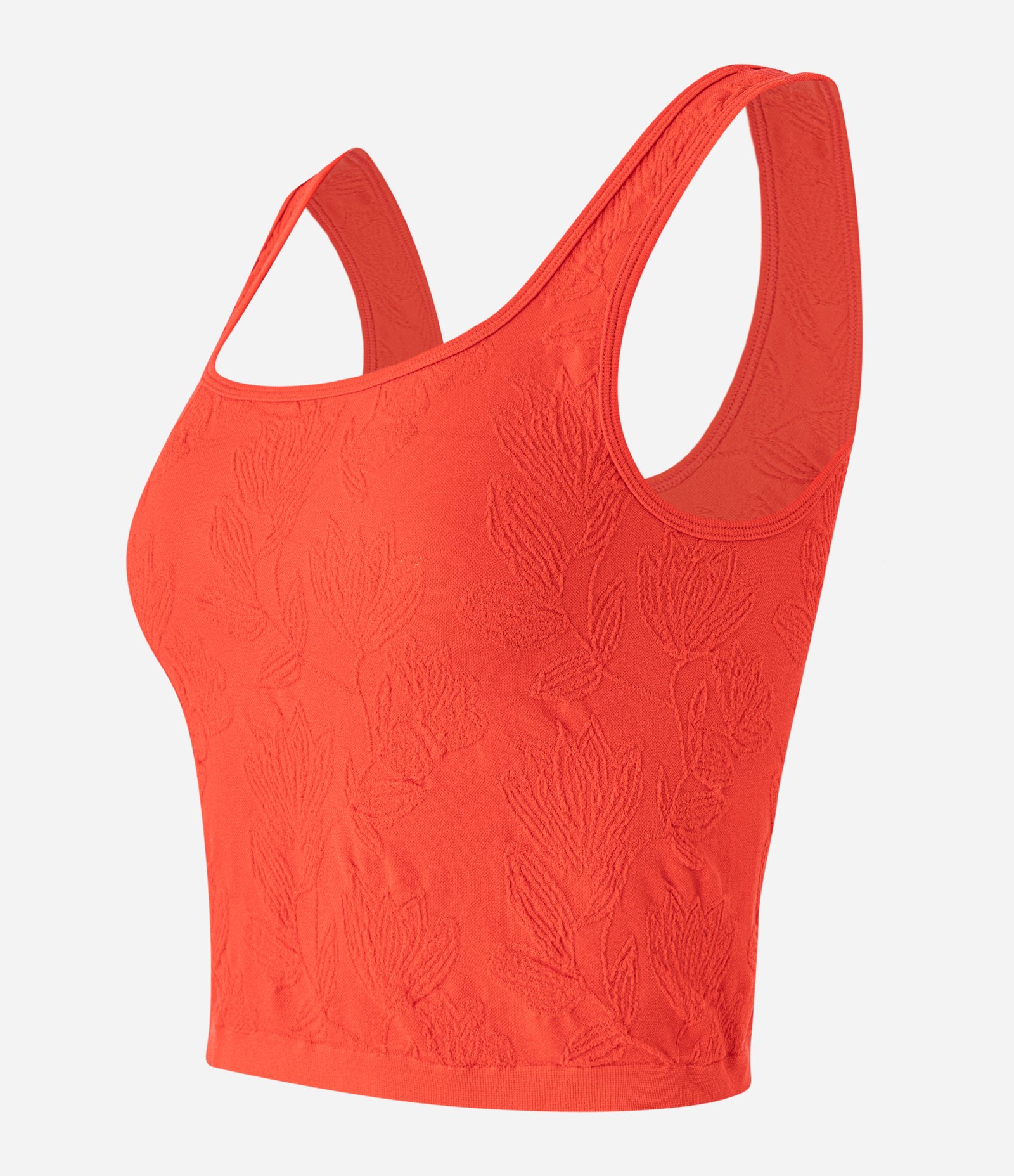 Blusa Cropped Sem Manga em Seamless com Estampa Floral em Relevo Vermelho 5