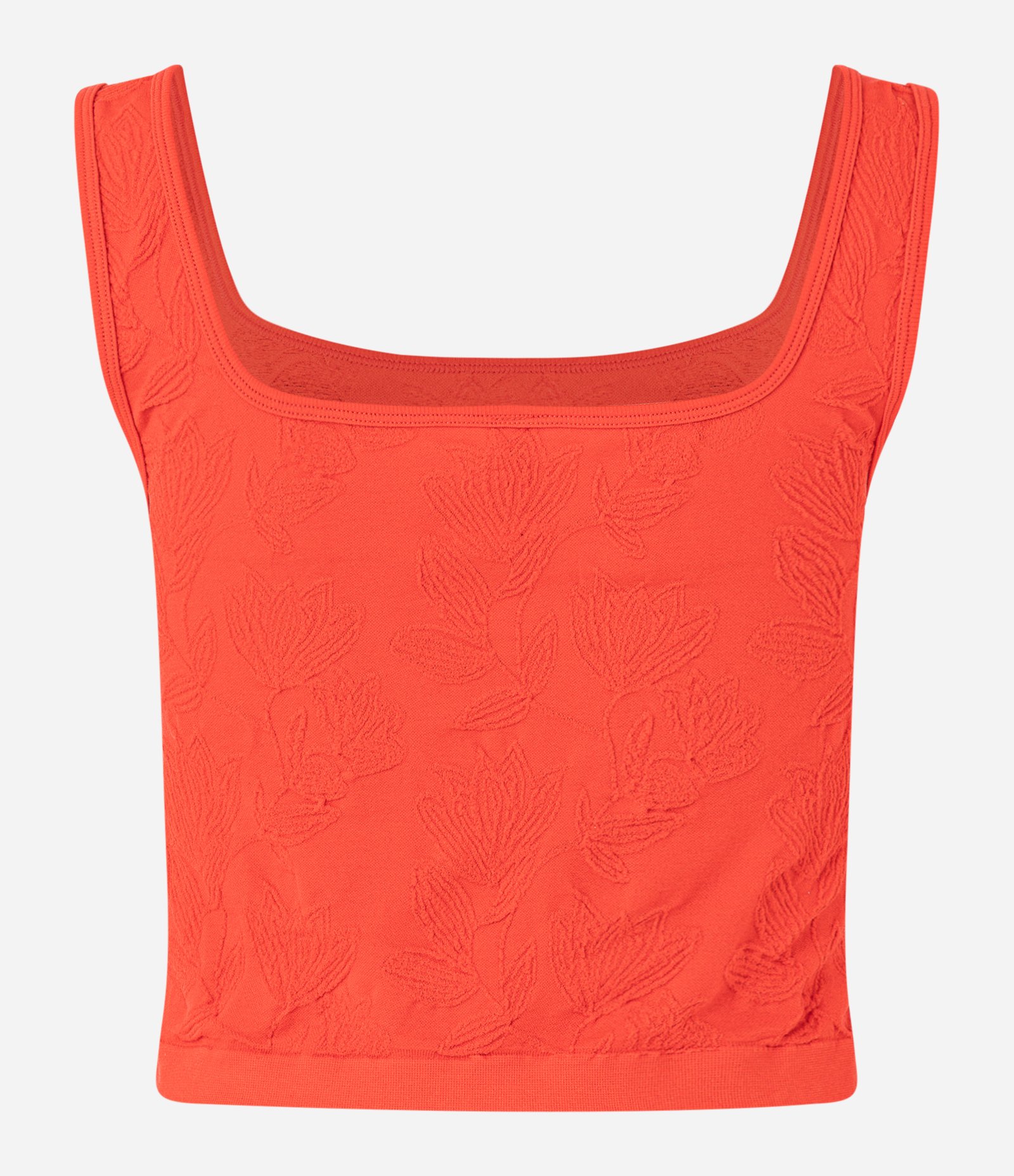 Blusa Cropped Sem Manga em Seamless com Estampa Floral em Relevo Vermelho 6