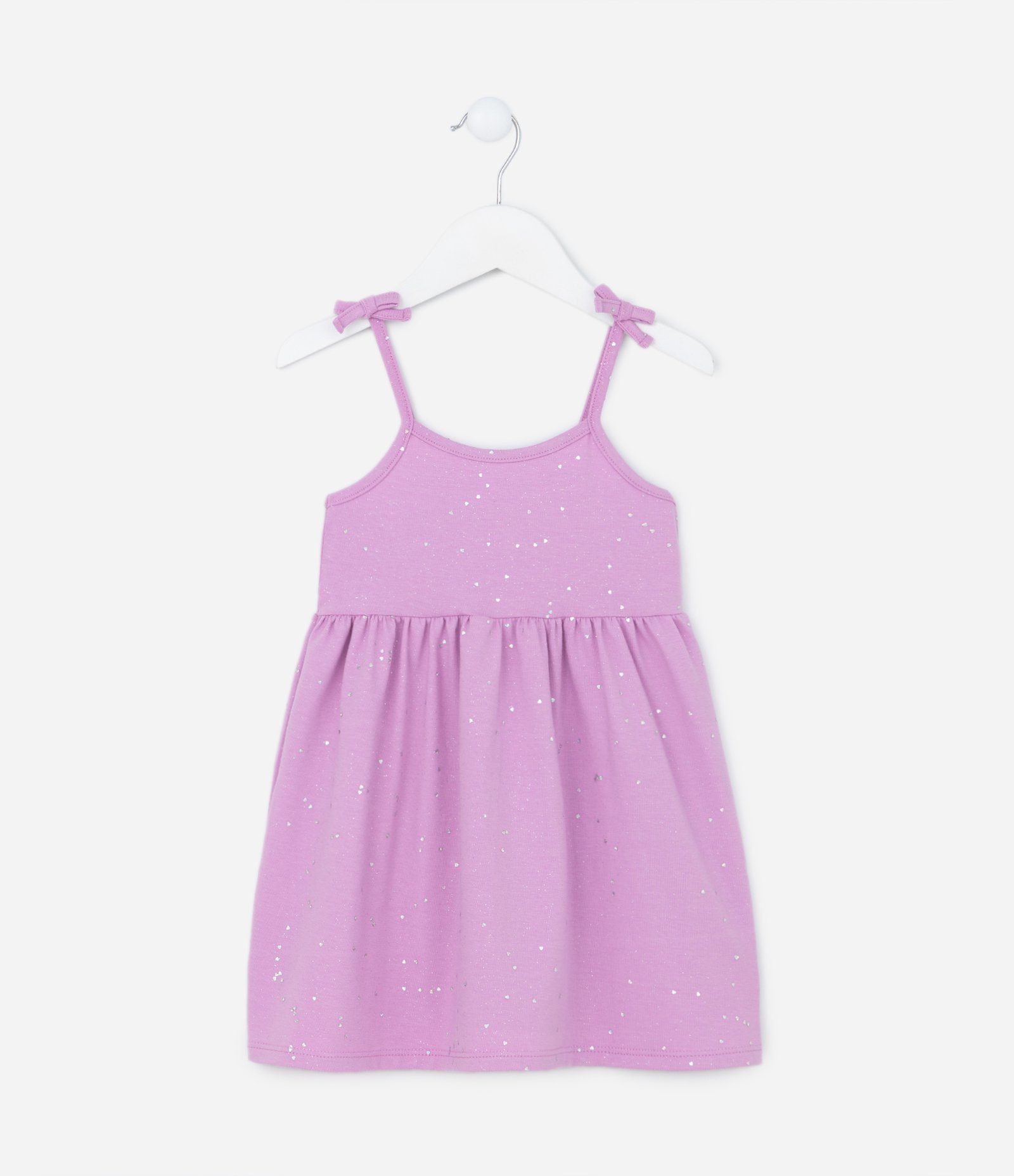 Vestido Infantil com Amarração nas Alças e Brilhos - Tam 1 a 5 Anos Roxo 1