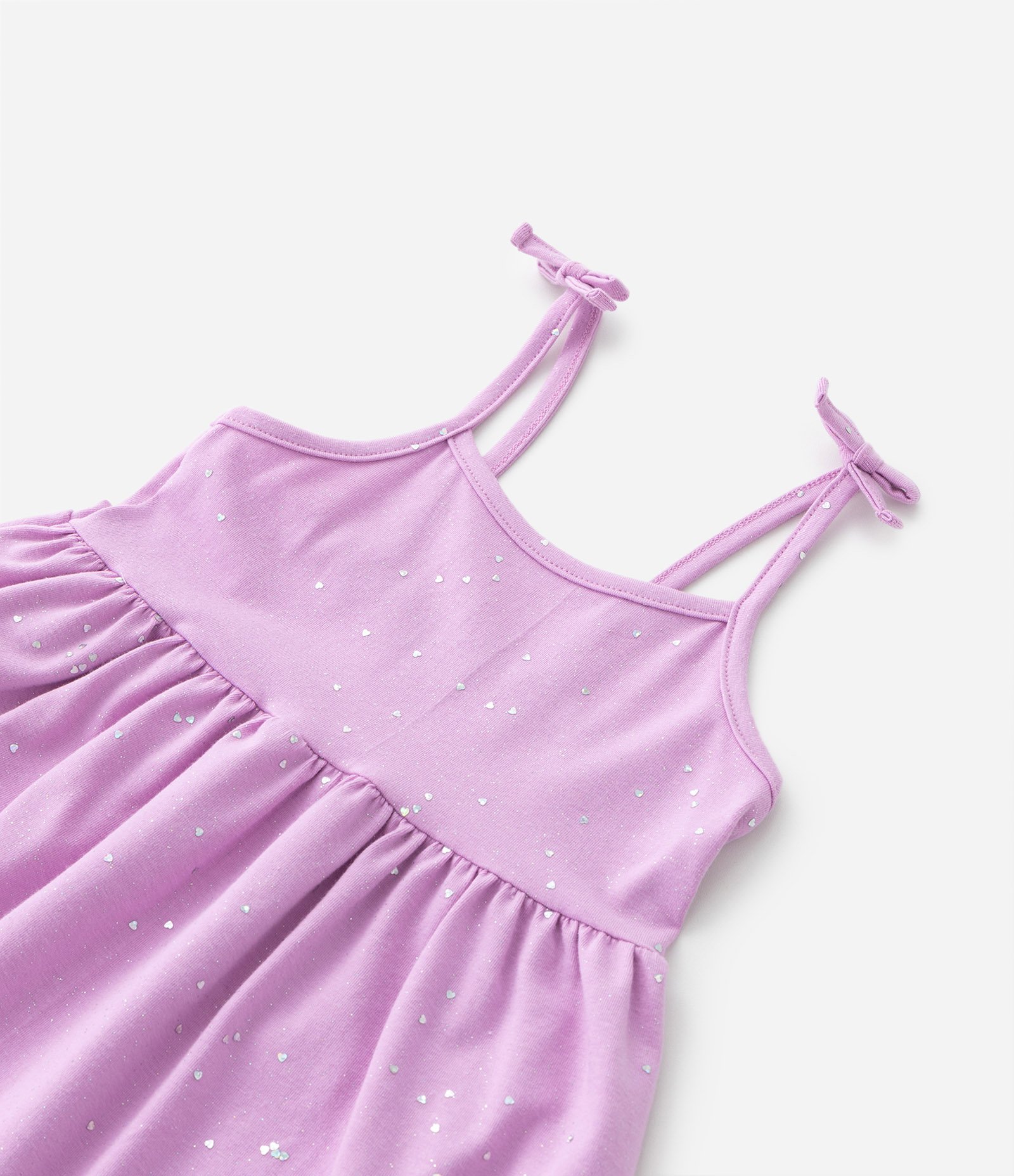 Vestido Infantil com Amarração nas Alças e Brilhos - Tam 1 a 5 Anos Roxo 4