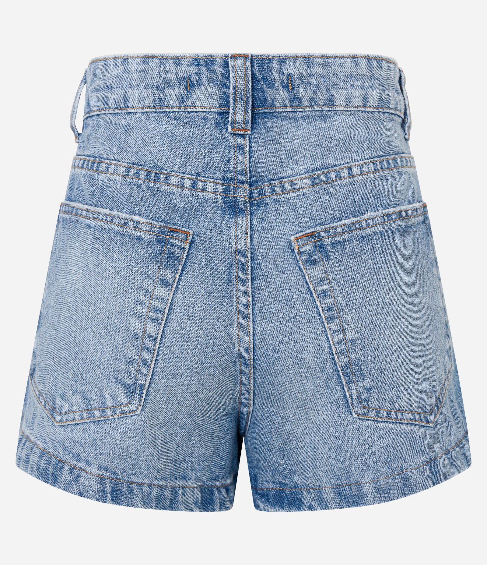 Short Hot Pants em Jeans Dirty e Fendinha Lateral Azul Delavê 6