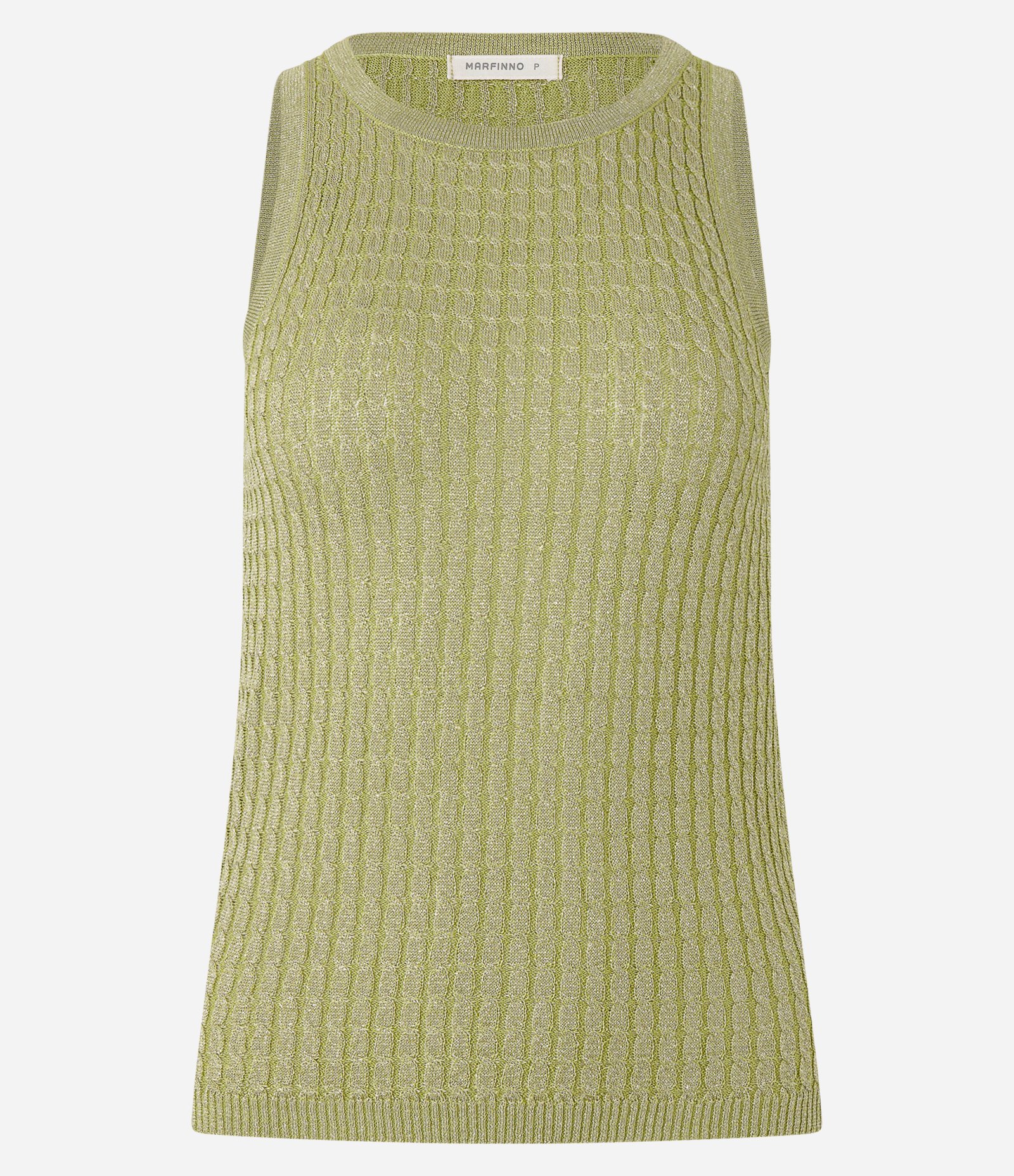 Blusa sem Manga em Tricô com Texturas Verde 5