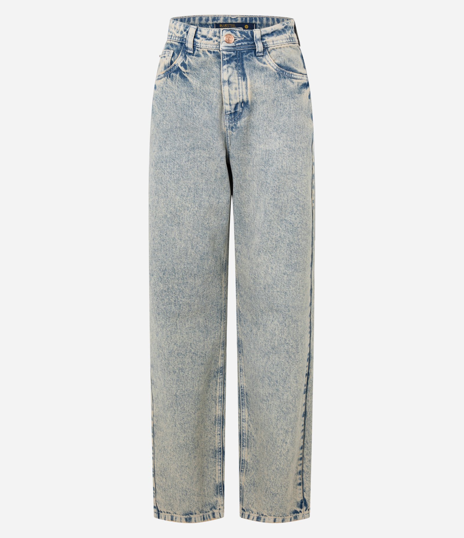 Calça Reta em Jeans Sobretinto e Bolsos Azul 5