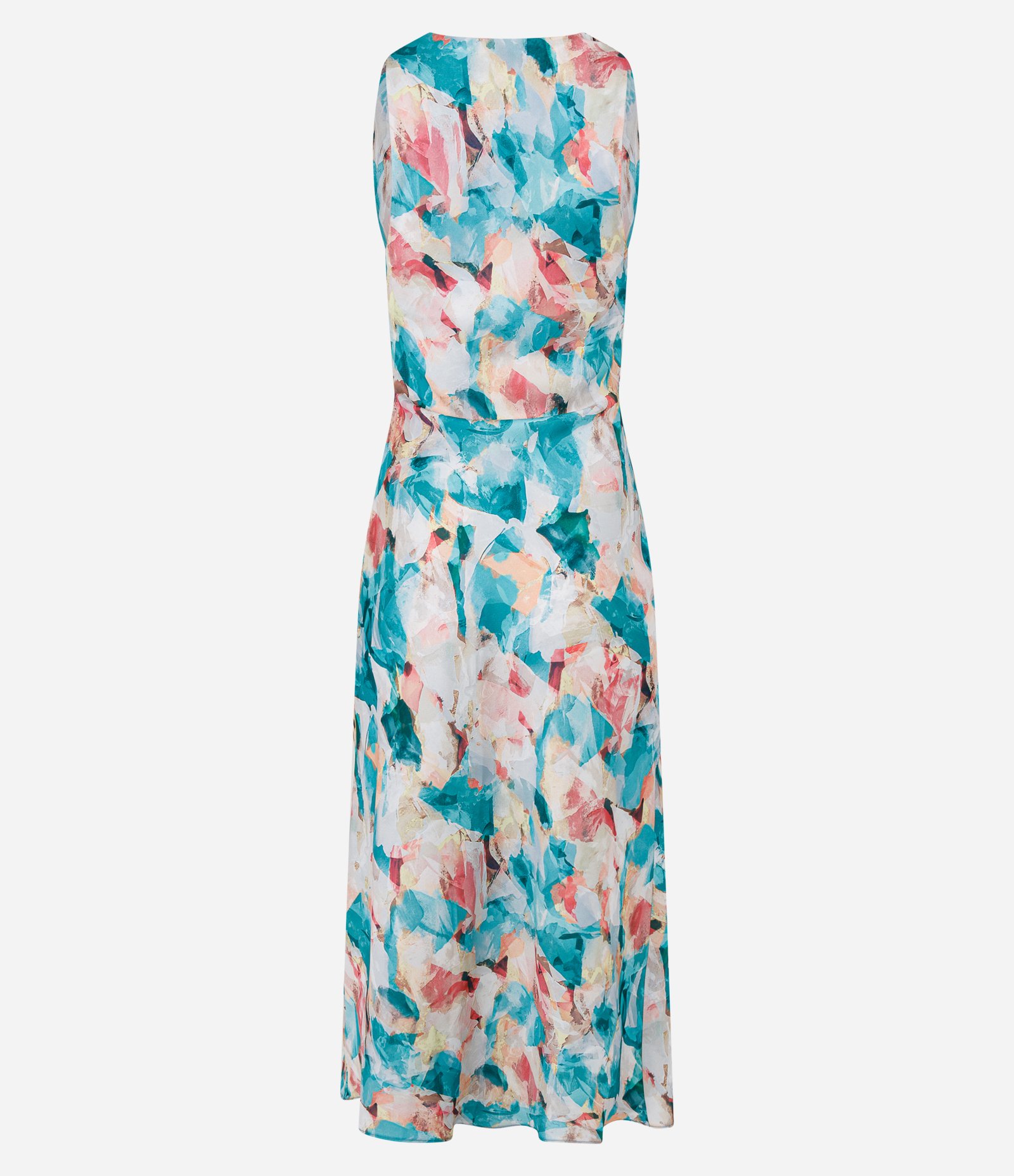 Vestido Evasê Acetinado com Flores Estampadas Azul 9