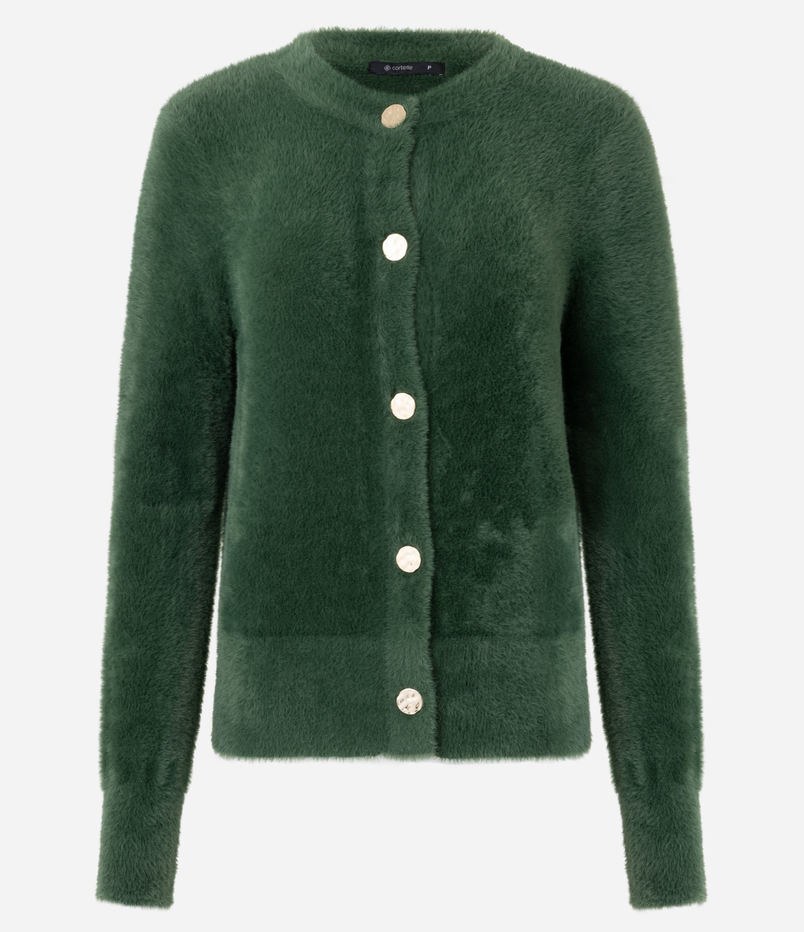 Cardigan em Poliamida Peluciada com Punhos Largos Verde 6