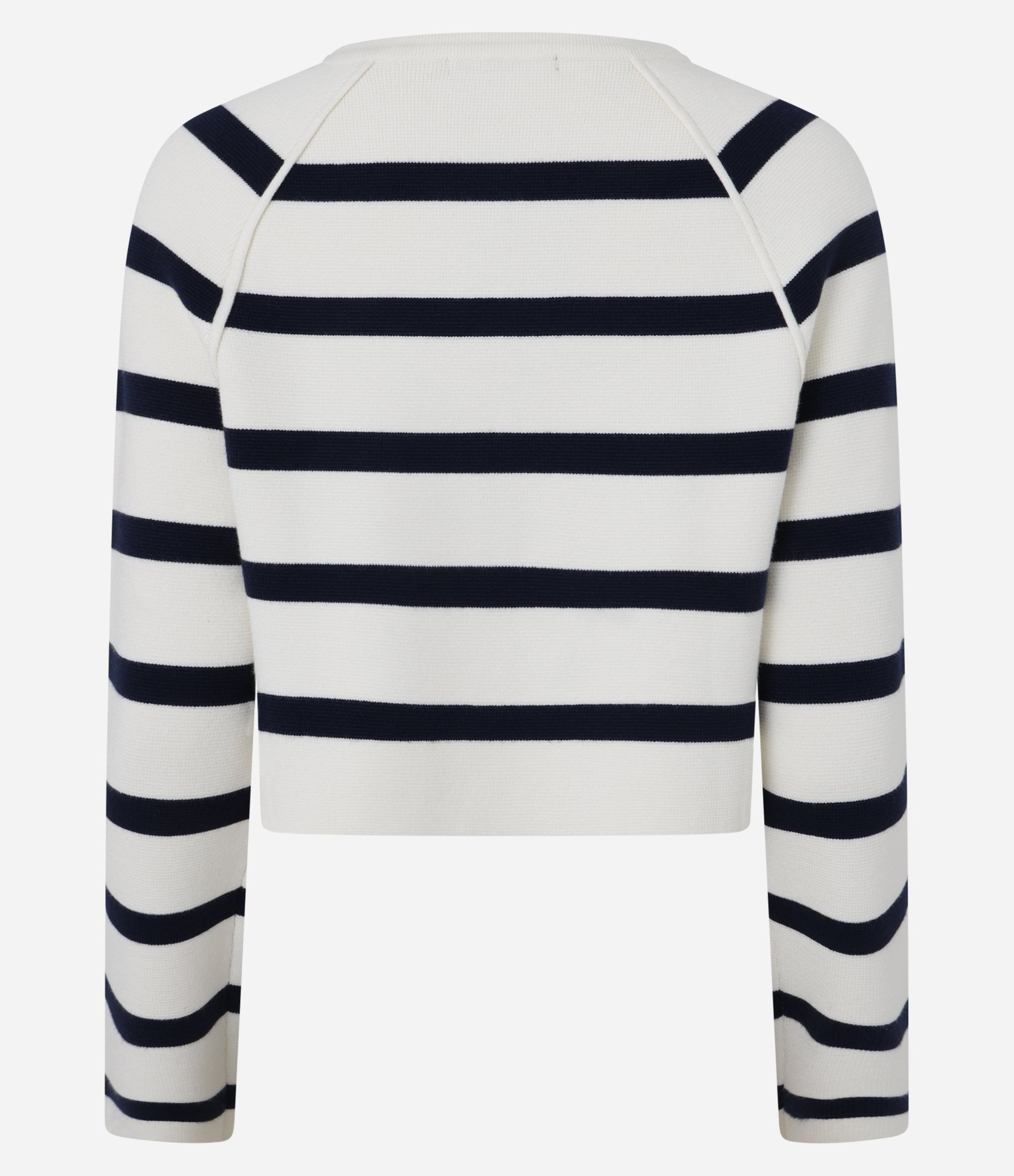 Cardigan em Tricô com Botões Metalizados e Estampa Listrada Branco/ Azul 8