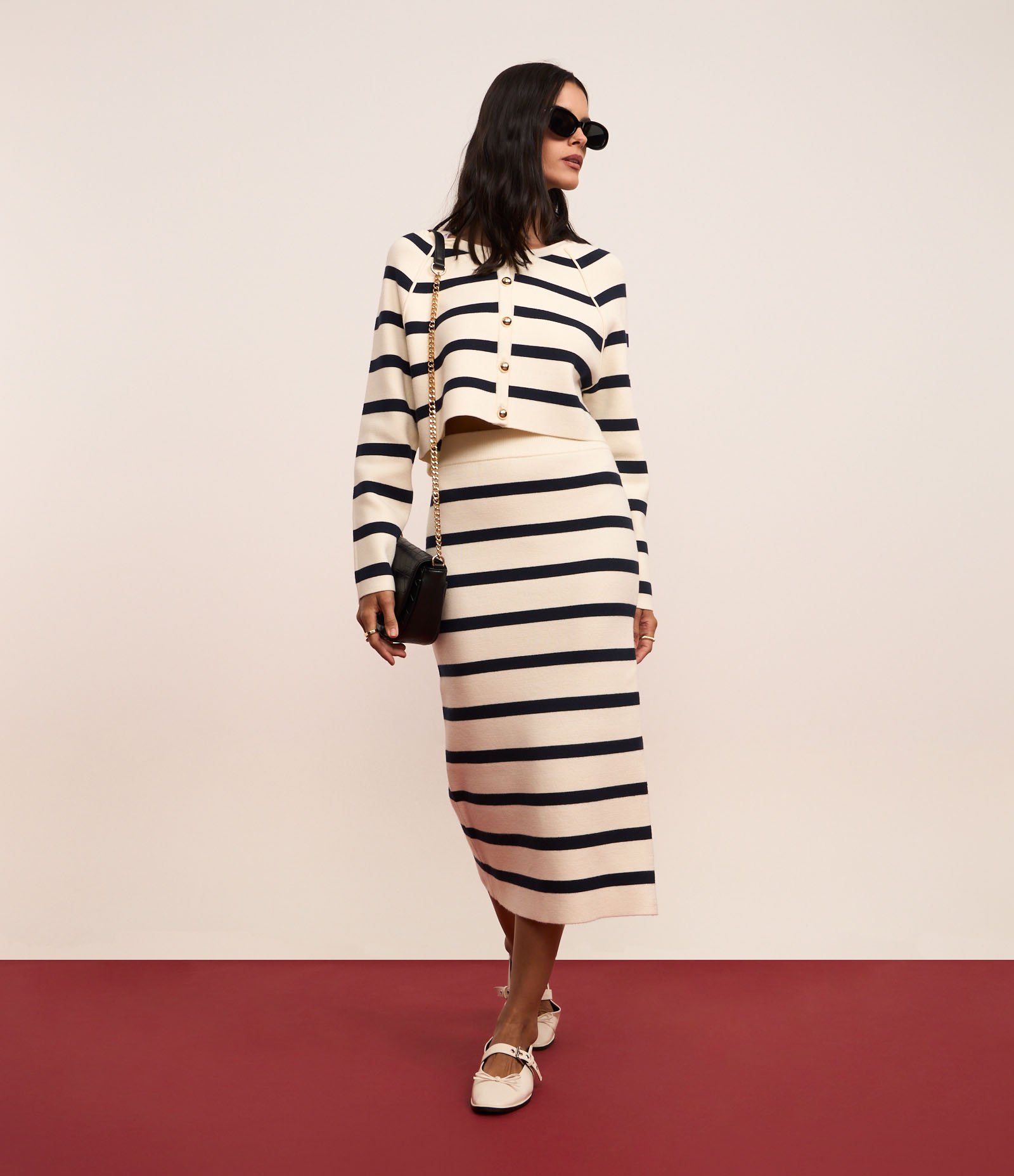 Cardigan em Tricô com Botões Metalizados e Estampa Listrada Branco/ Azul 5