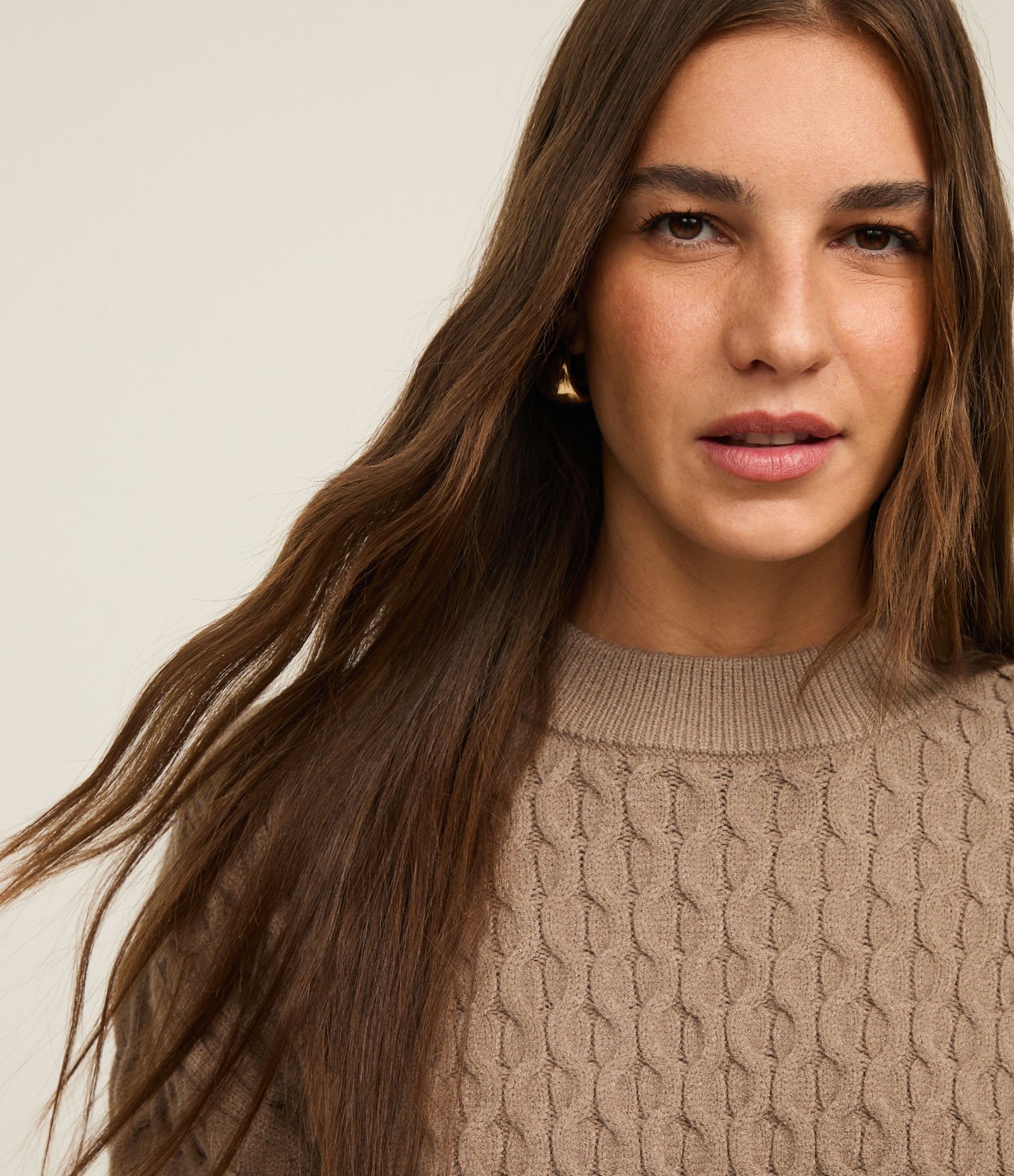 Suéter Manga Longa em Tricot com Textura Colmeia Marrom 4