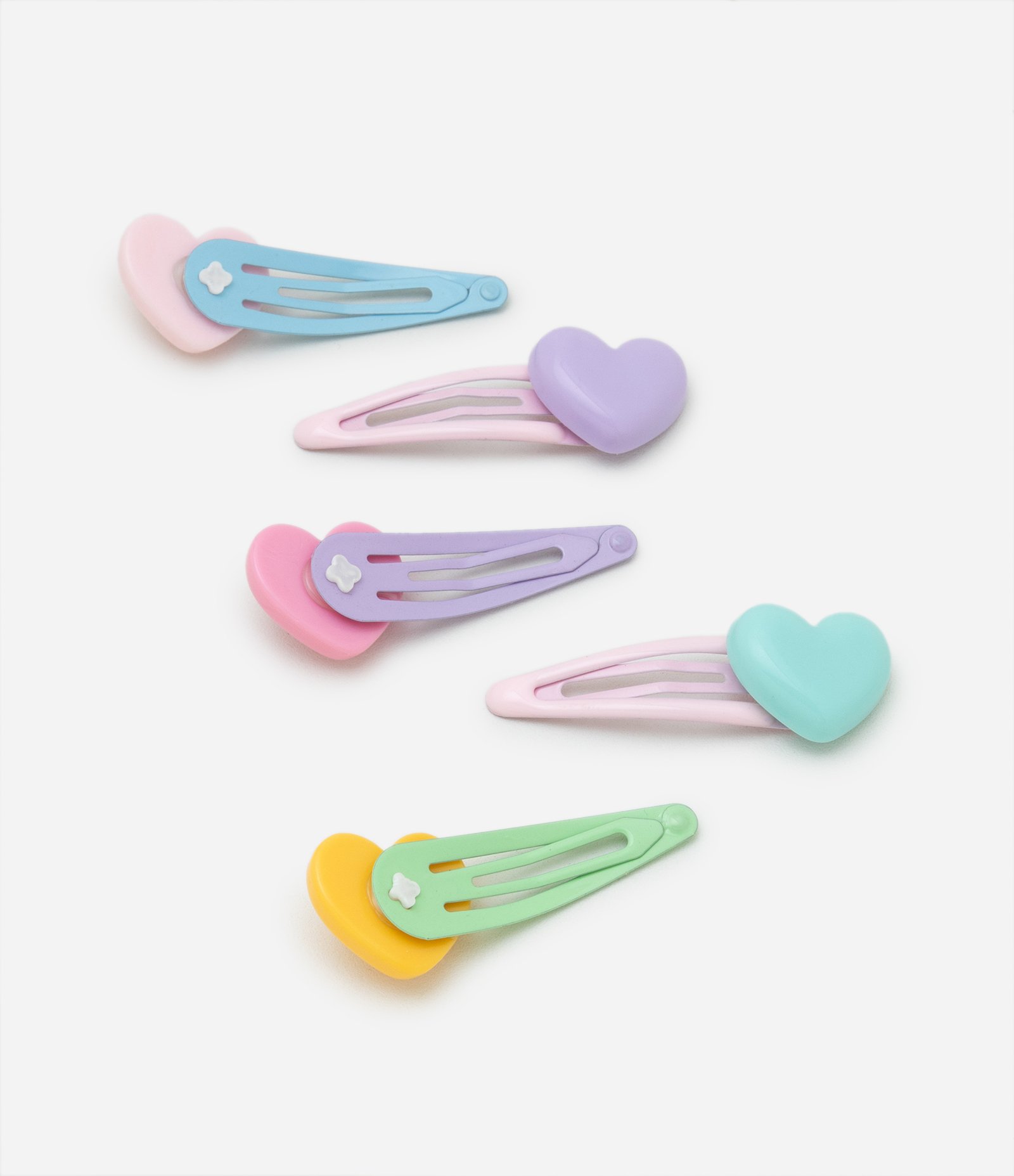 Kit 05 Presilhas de Cabelo Infantil com Formato Coração - Tam U Multicores 2