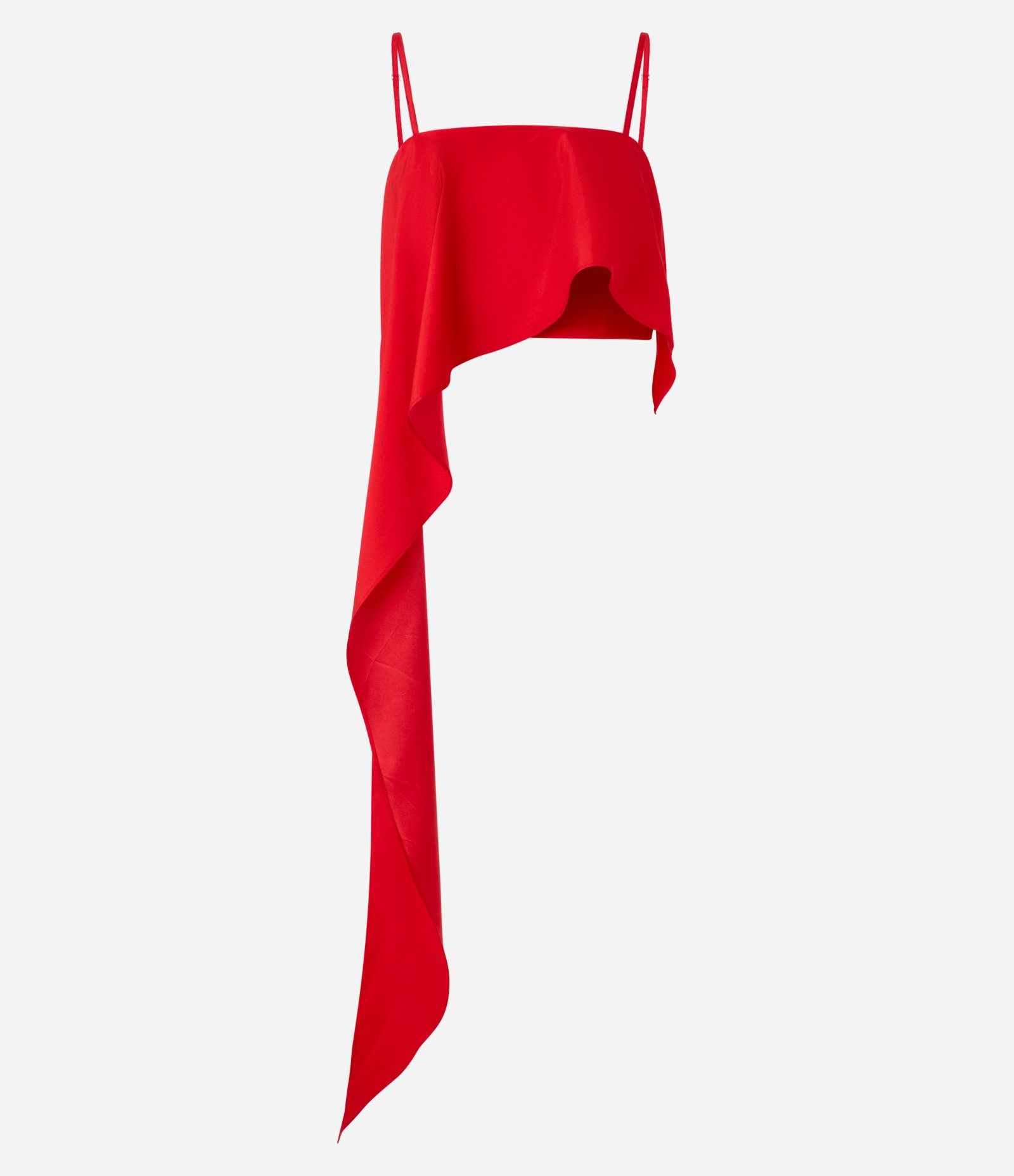 Blusa Cropped em Cetim com Babado Assimétrico Vermelho 5