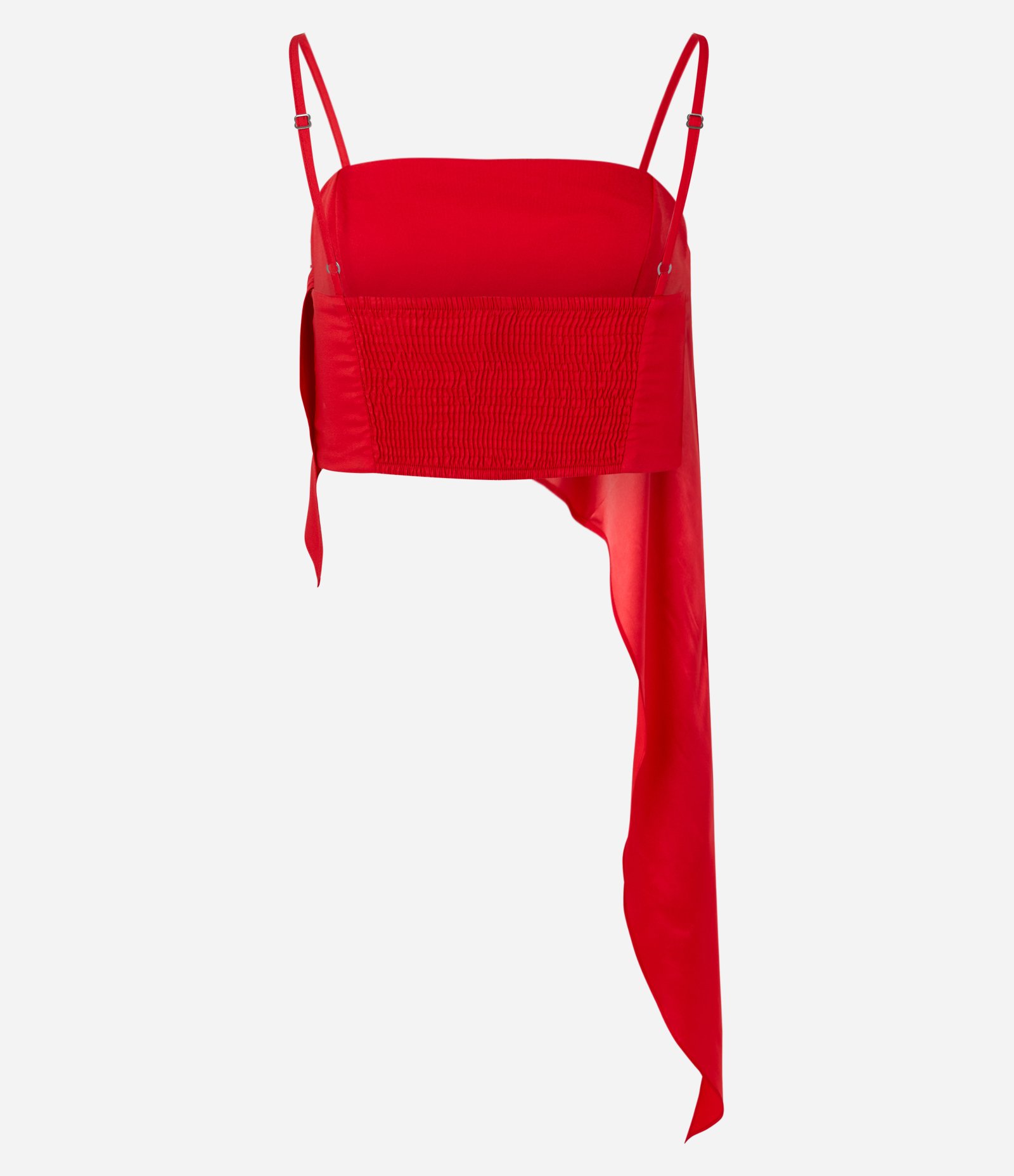 Blusa Cropped em Cetim com Babado Assimétrico Vermelho 6