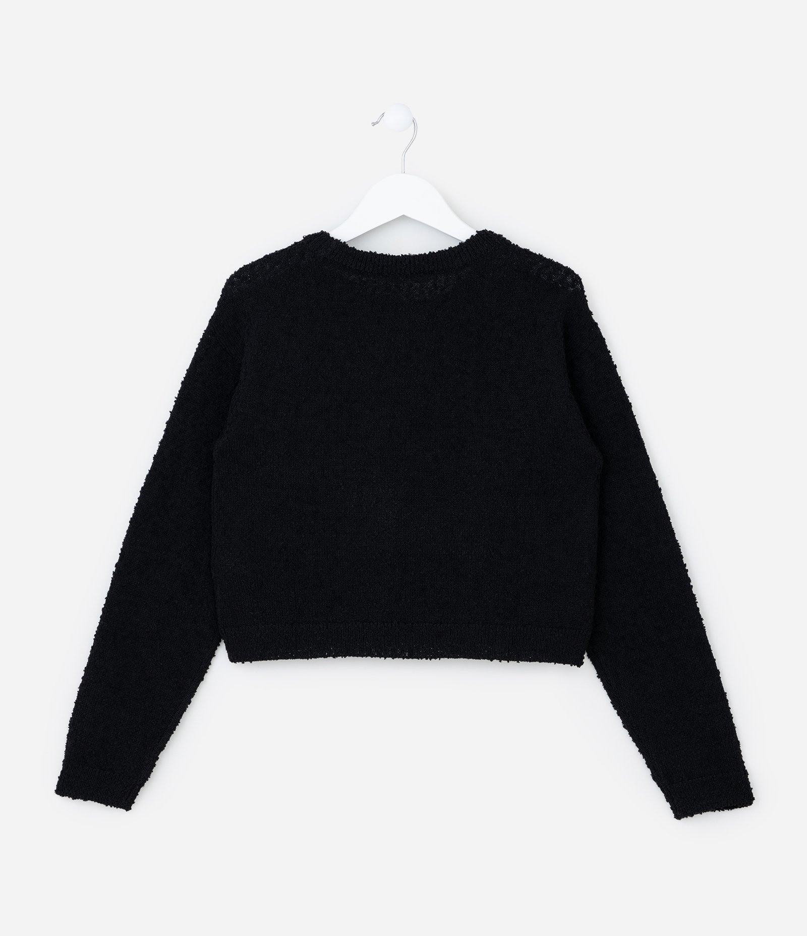 Suéter Curto Infantil em Tricô com Textura - Tam 5 a 14 Anos Preto 2