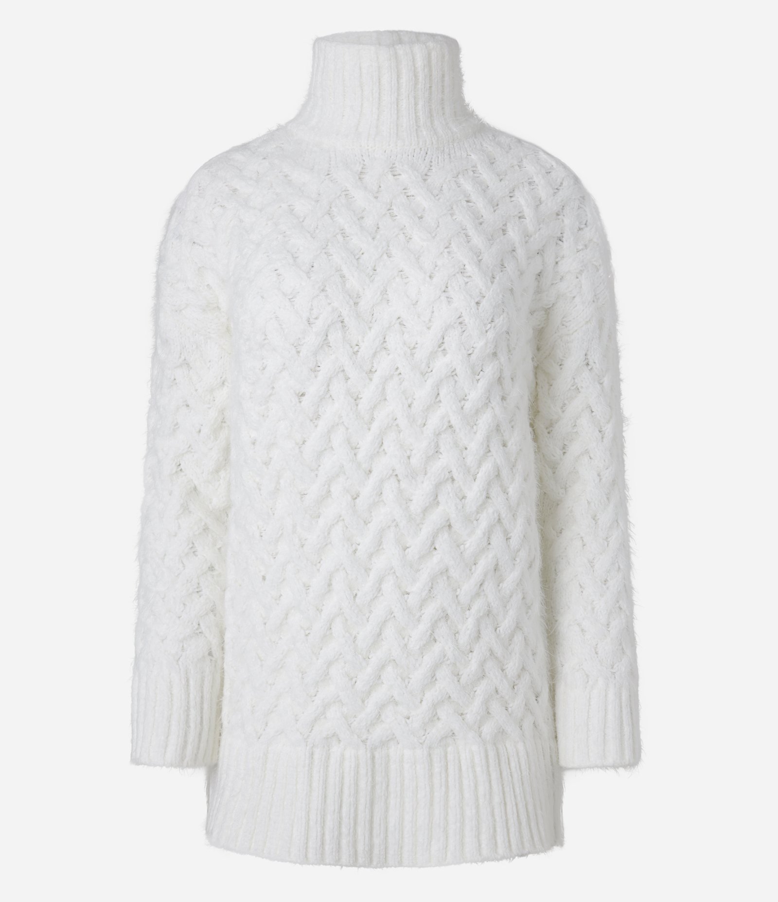 Suéter em Tricô com Gola Alta e Pelinhos 8