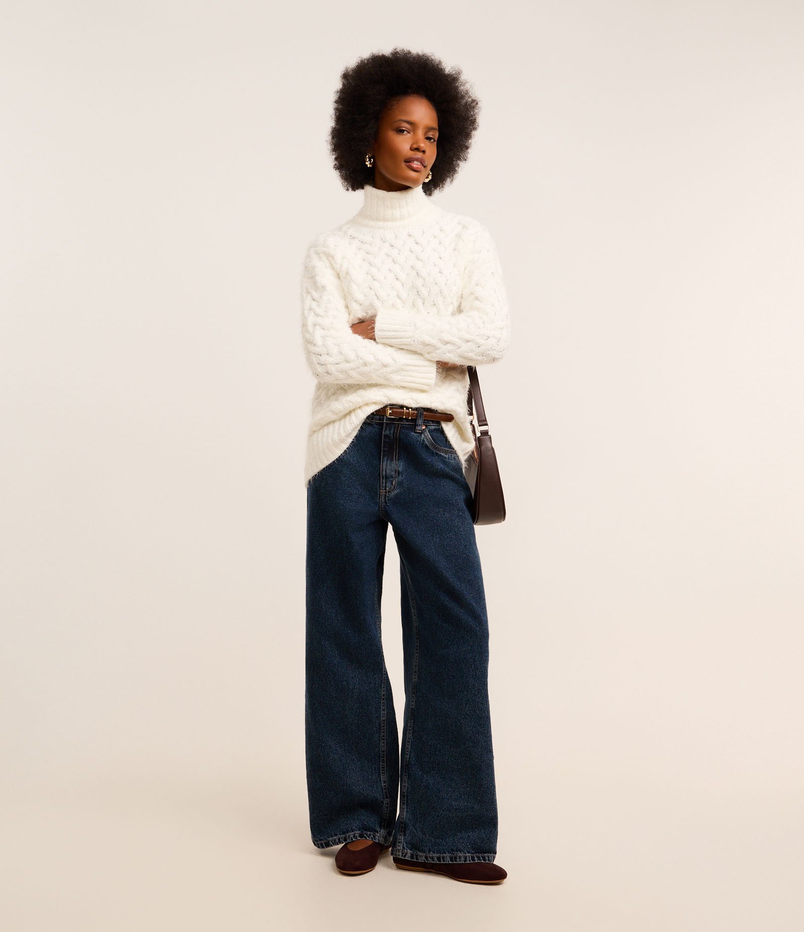 Suéter em Tricô com Gola Alta e Pelinhos 4