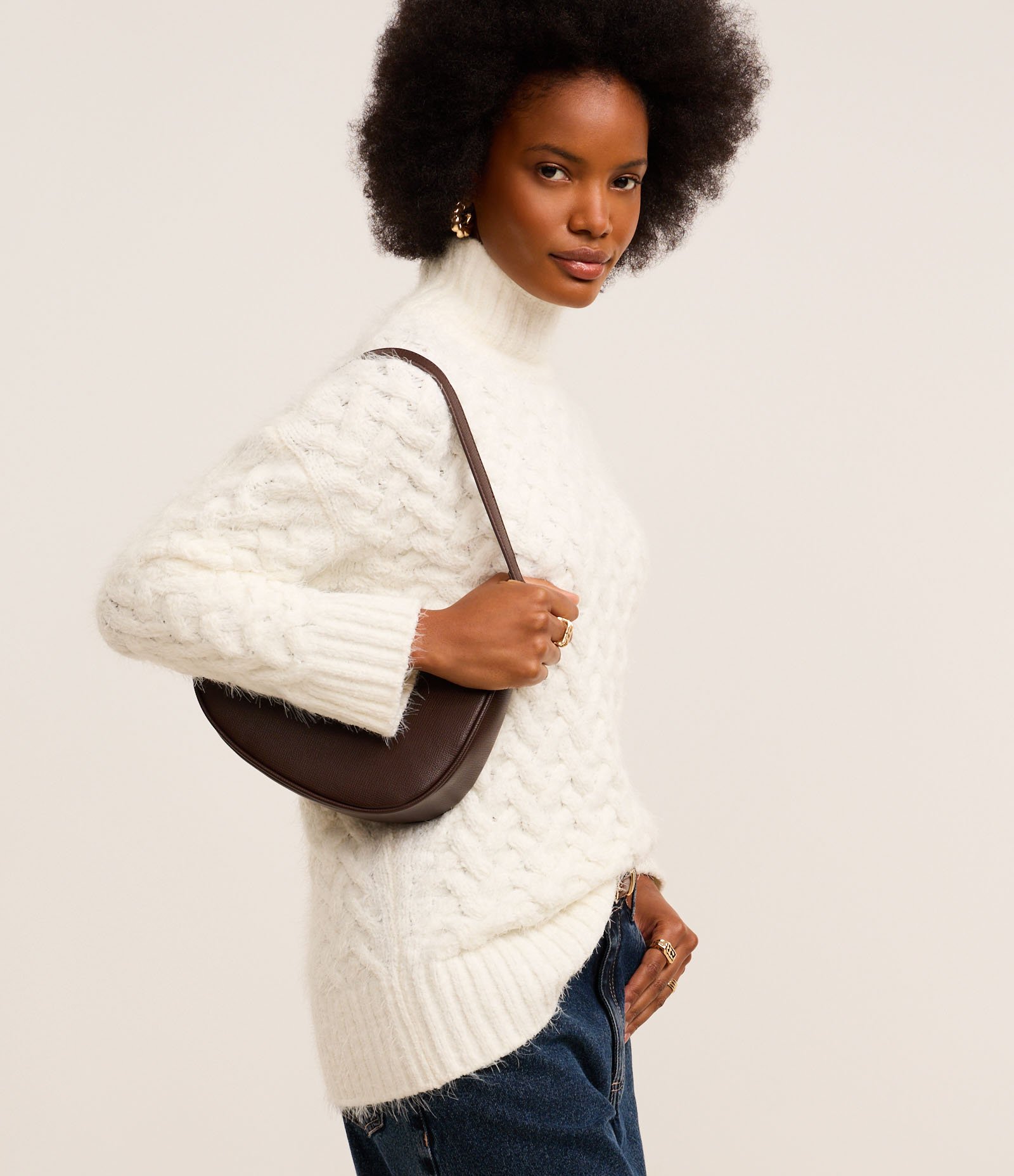 Suéter em Tricô com Gola Alta e Pelinhos 5