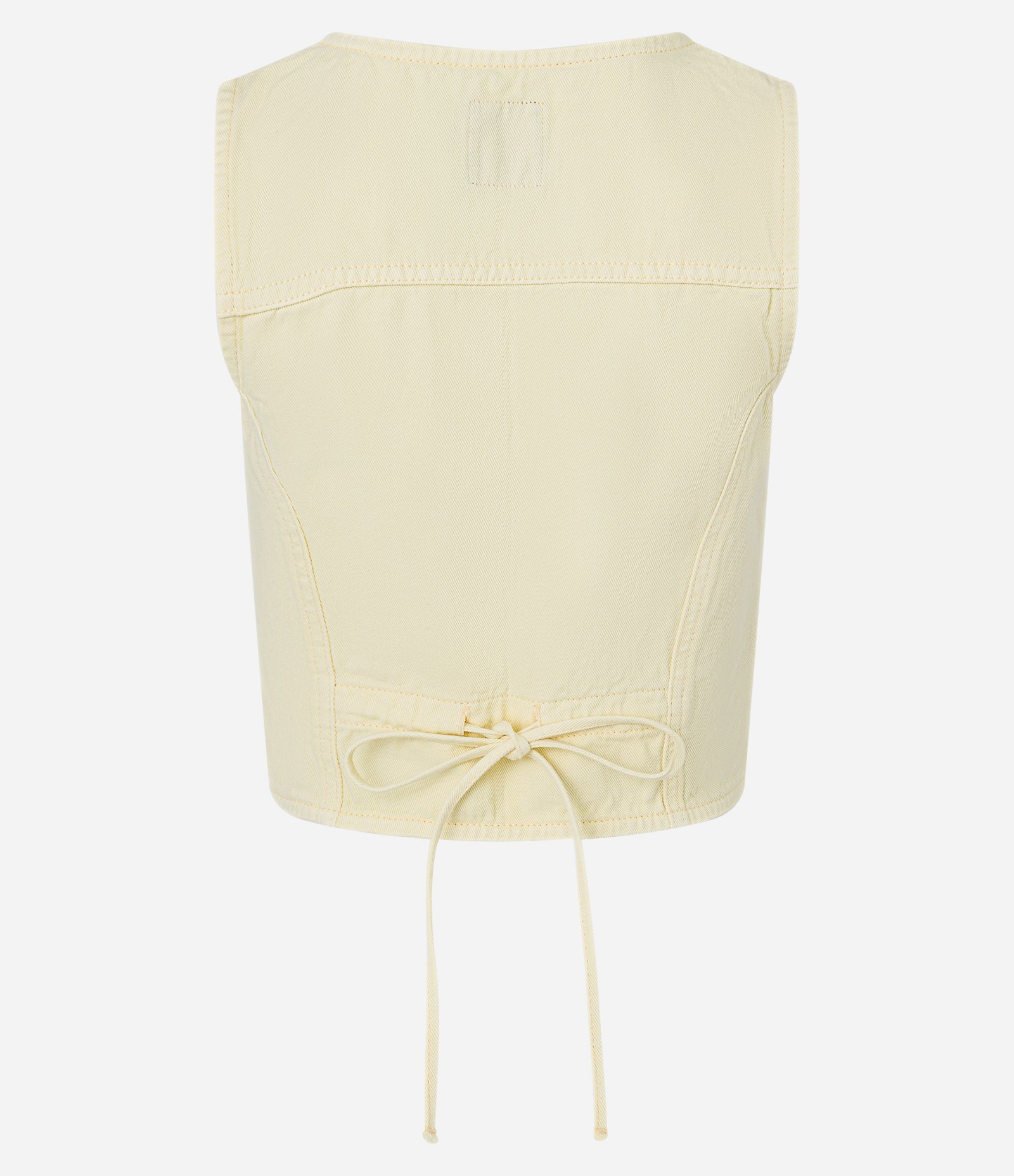 Colete em Sarja com Gola V e Amarração nas Costas Amarelo 5