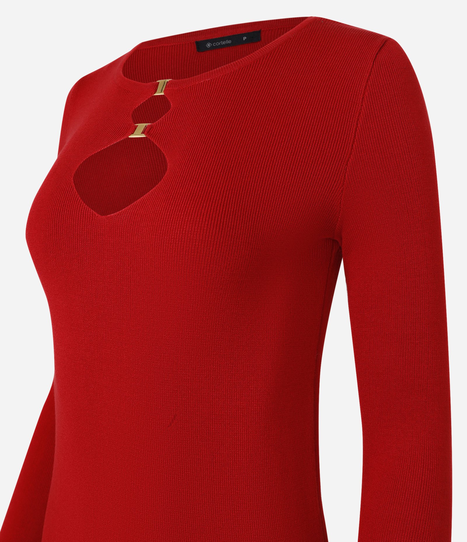 Blusa em Viscose com Vazados e Fivelas no Busto Vermelho 6