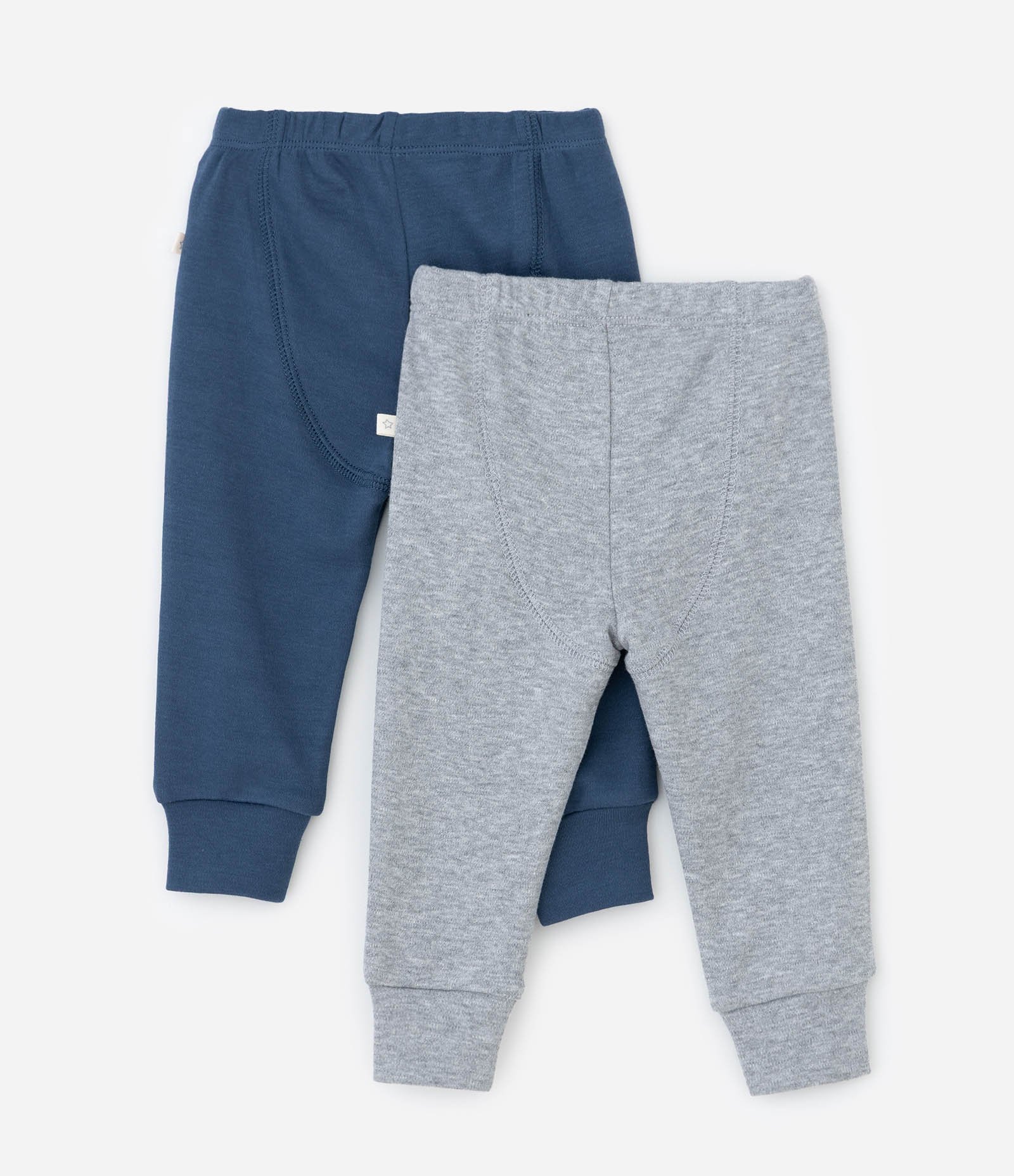 Kit 02 Calças Infantis Básicas em Suedine - Tam RN a 18 meses Cinza/Azul 2