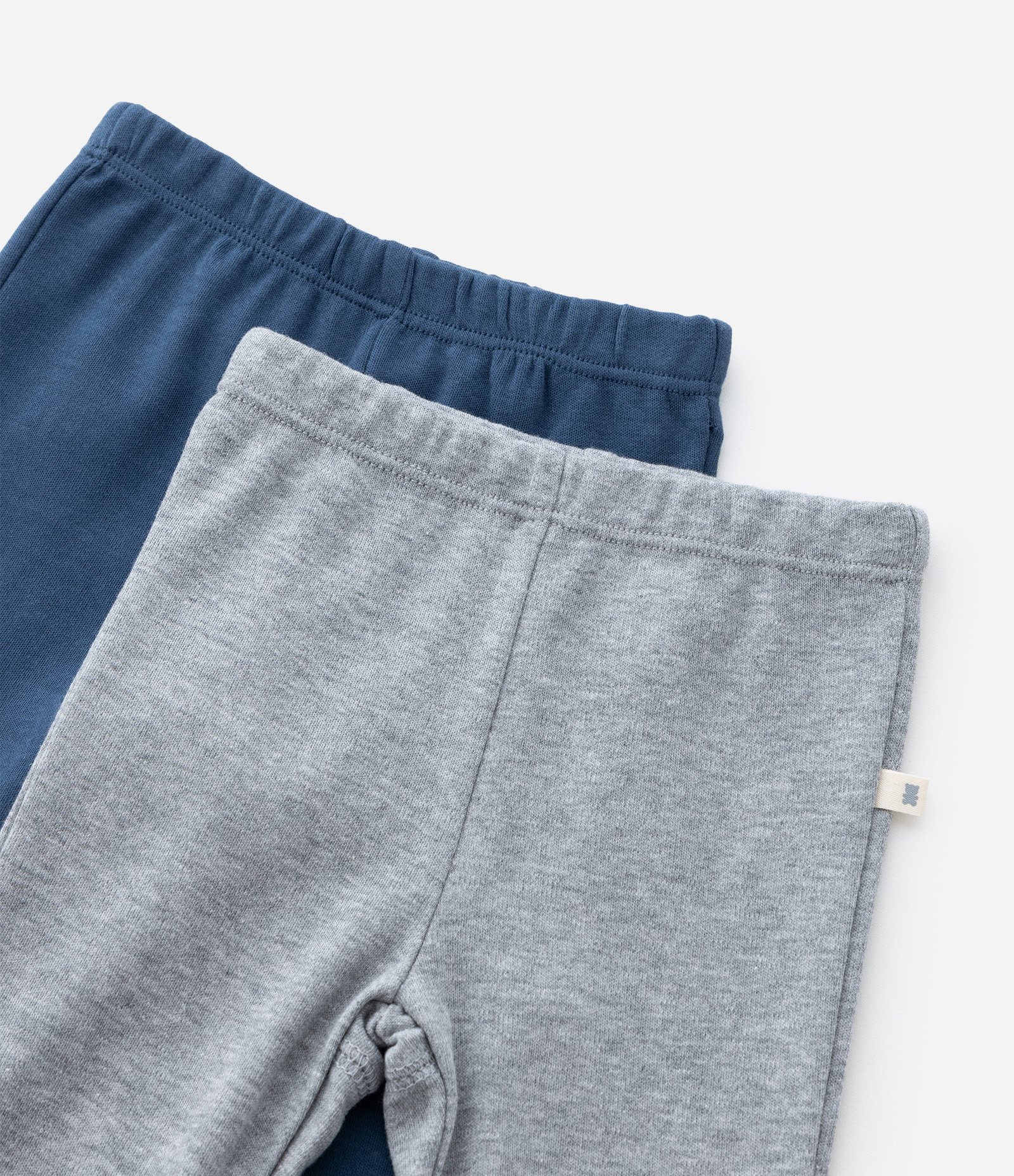 Kit 02 Calças Infantis Básicas em Suedine - Tam RN a 18 meses Cinza/Azul 7
