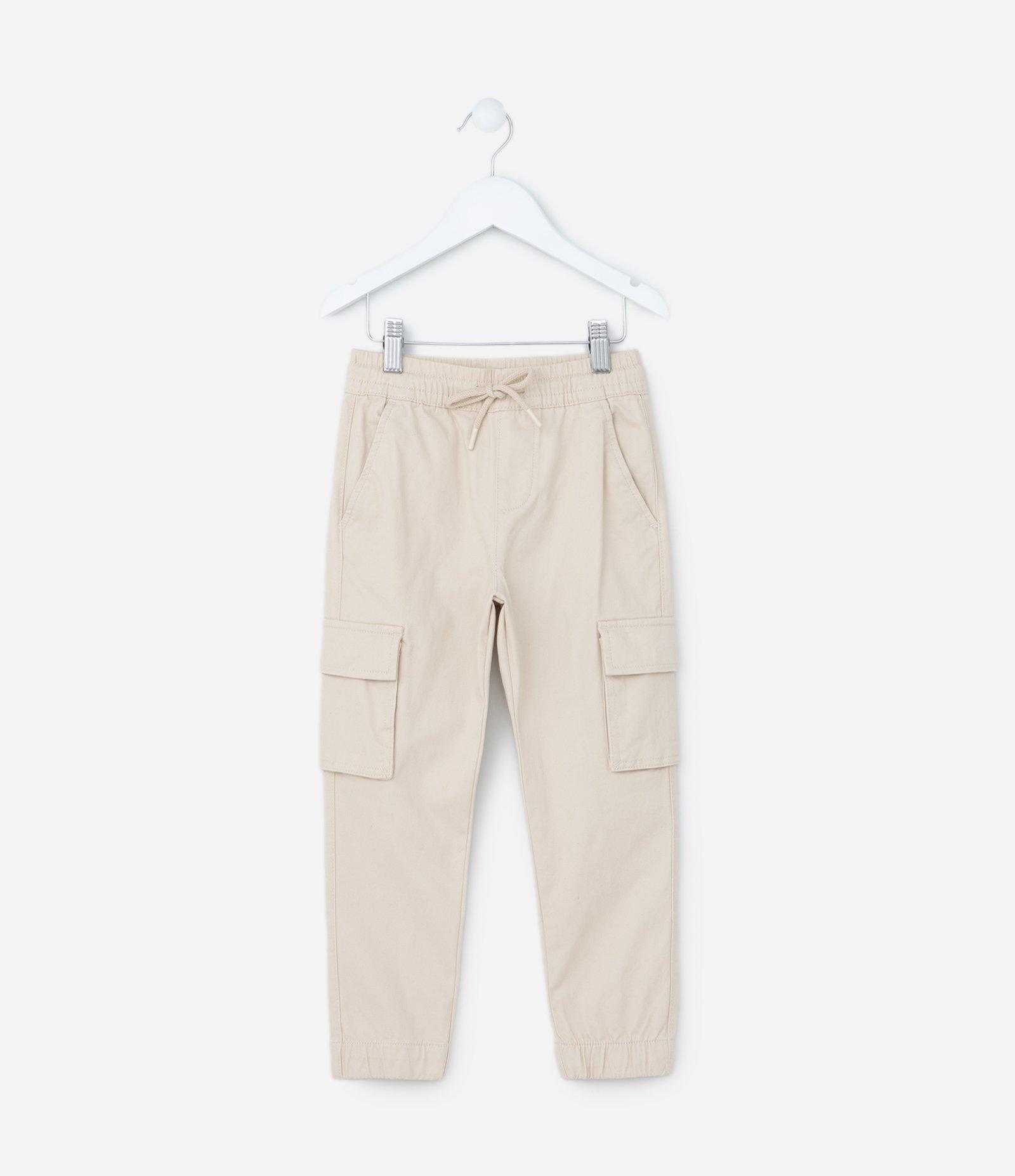 Calça Jogger Infantil com Bolsos Cargo - Tam 5 a 14 anos Bege 1