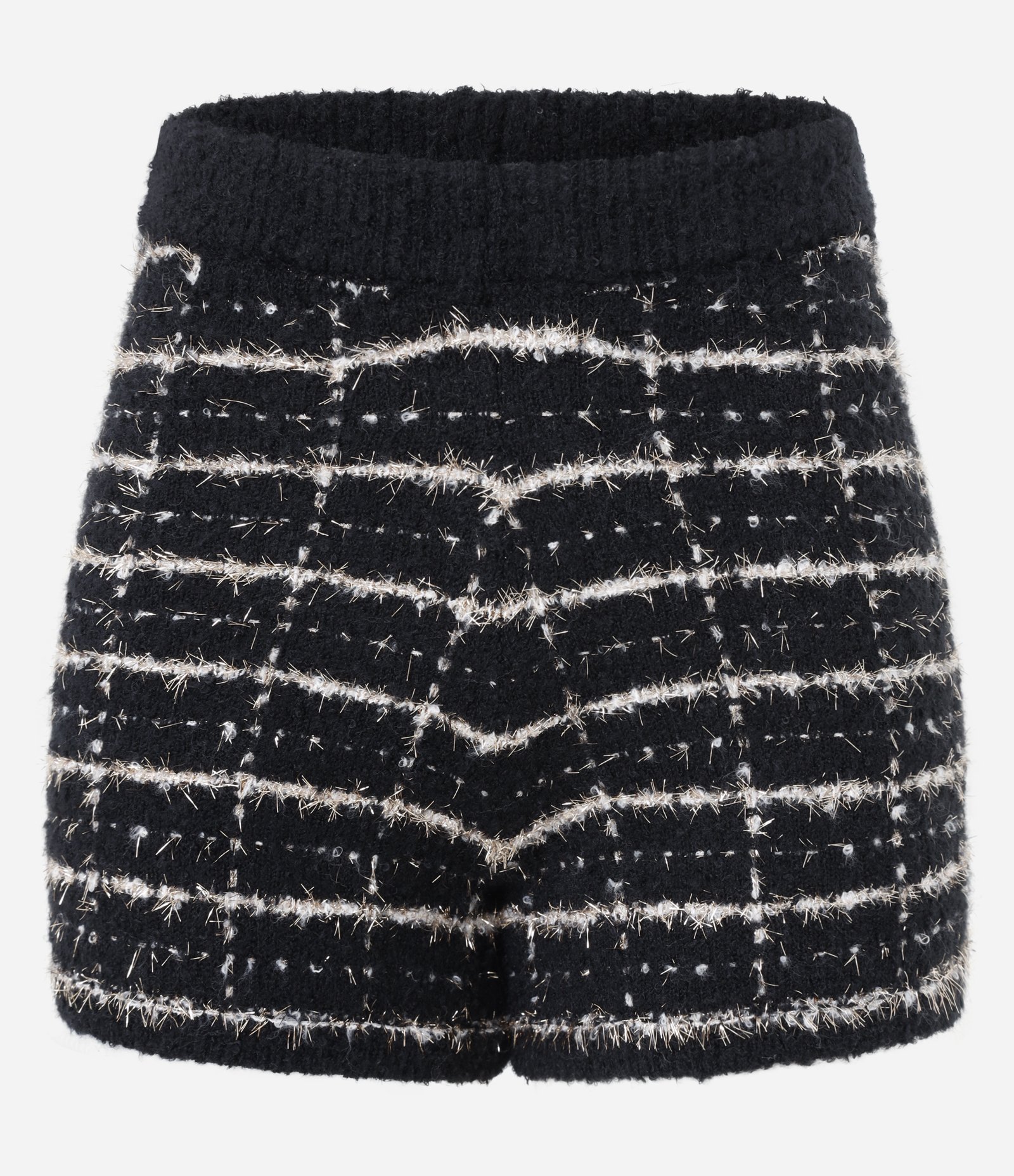 Short com Textura e Estampa Xadrez Preto 1