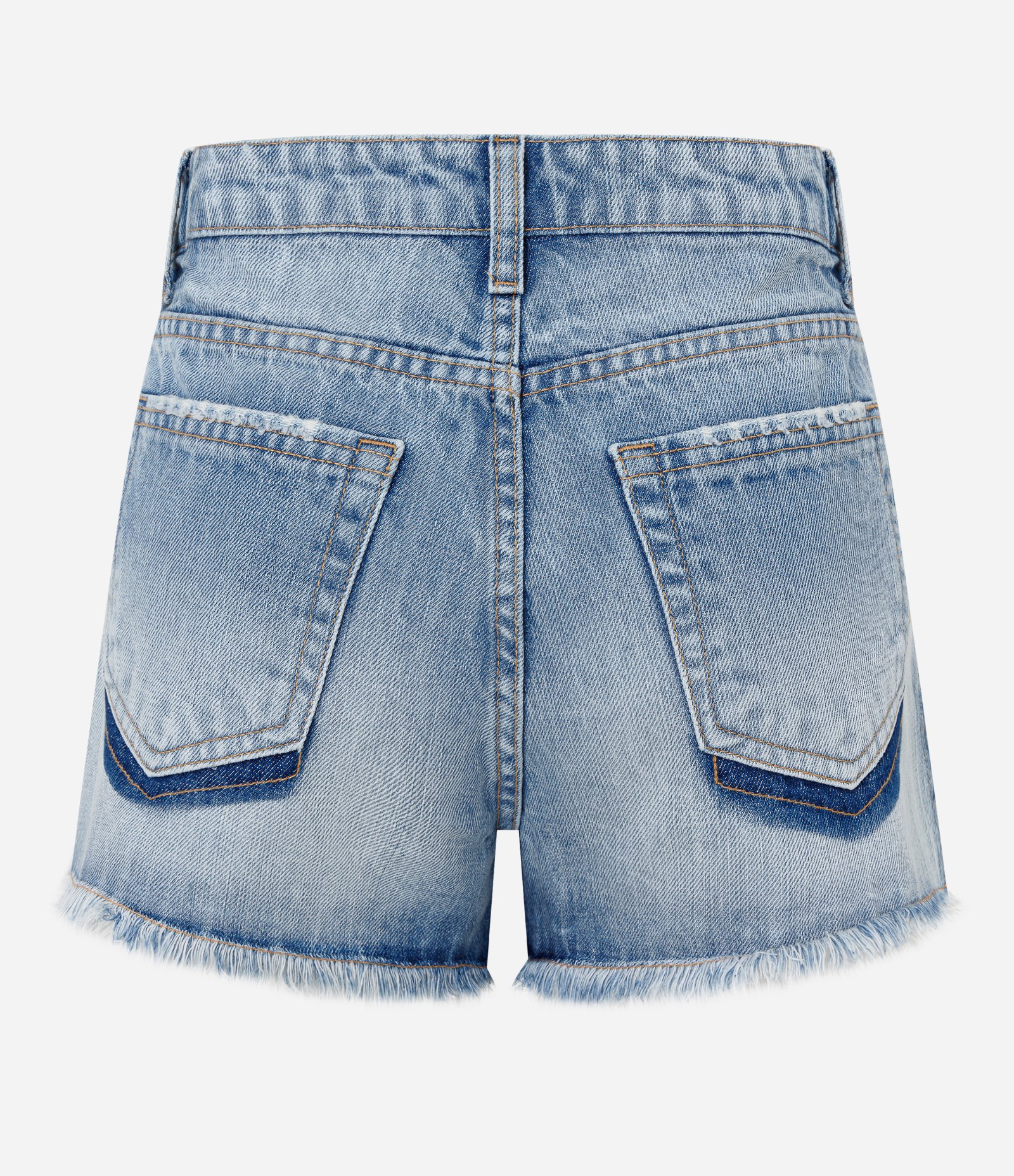 Short Curto em Jeans com Puídos e Barra de Franja Azul 6